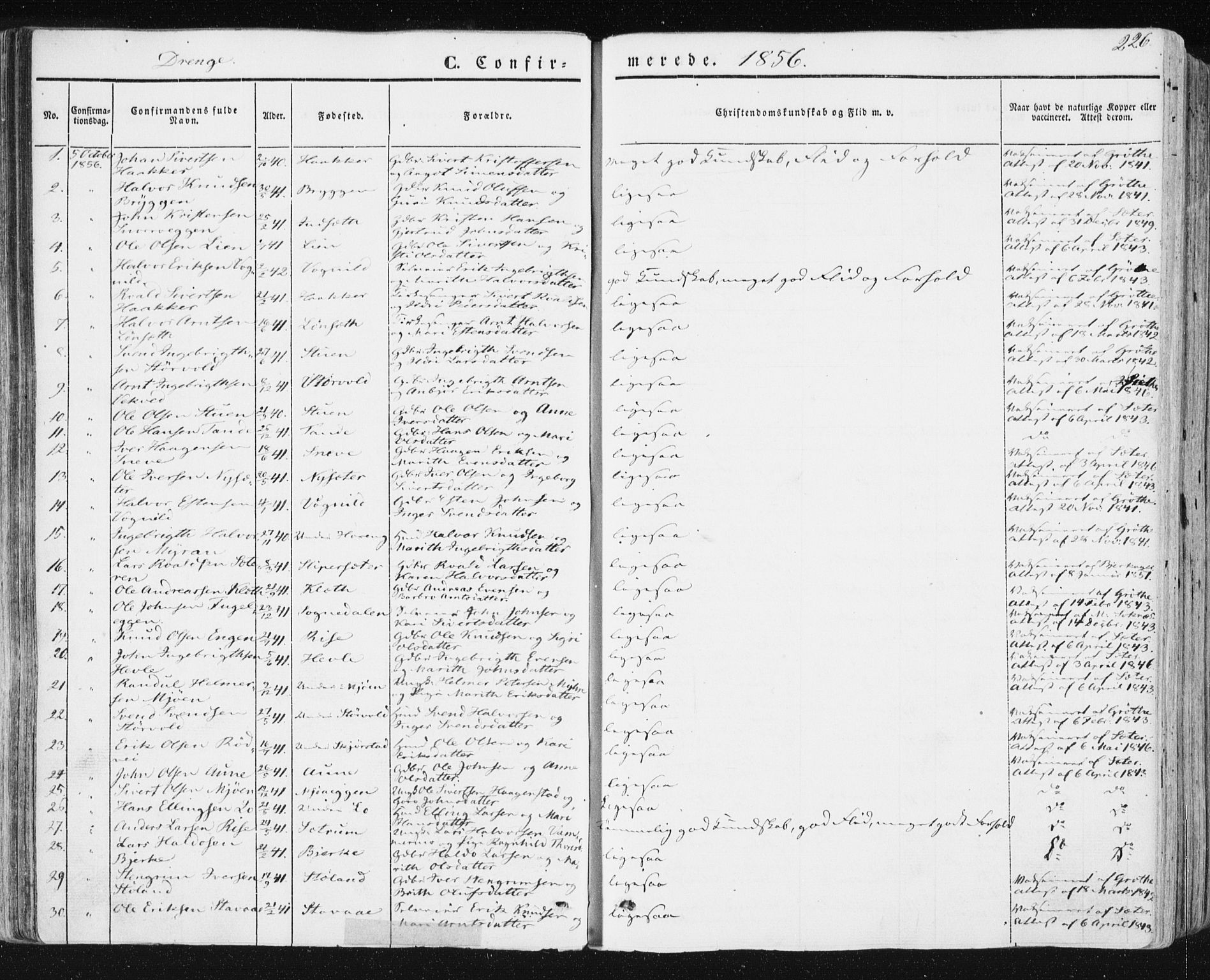 Ministerialprotokoller, klokkerbøker og fødselsregistre - Sør-Trøndelag, SAT/A-1456/678/L0899: Parish register (official) no. 678A08, 1848-1872, p. 226