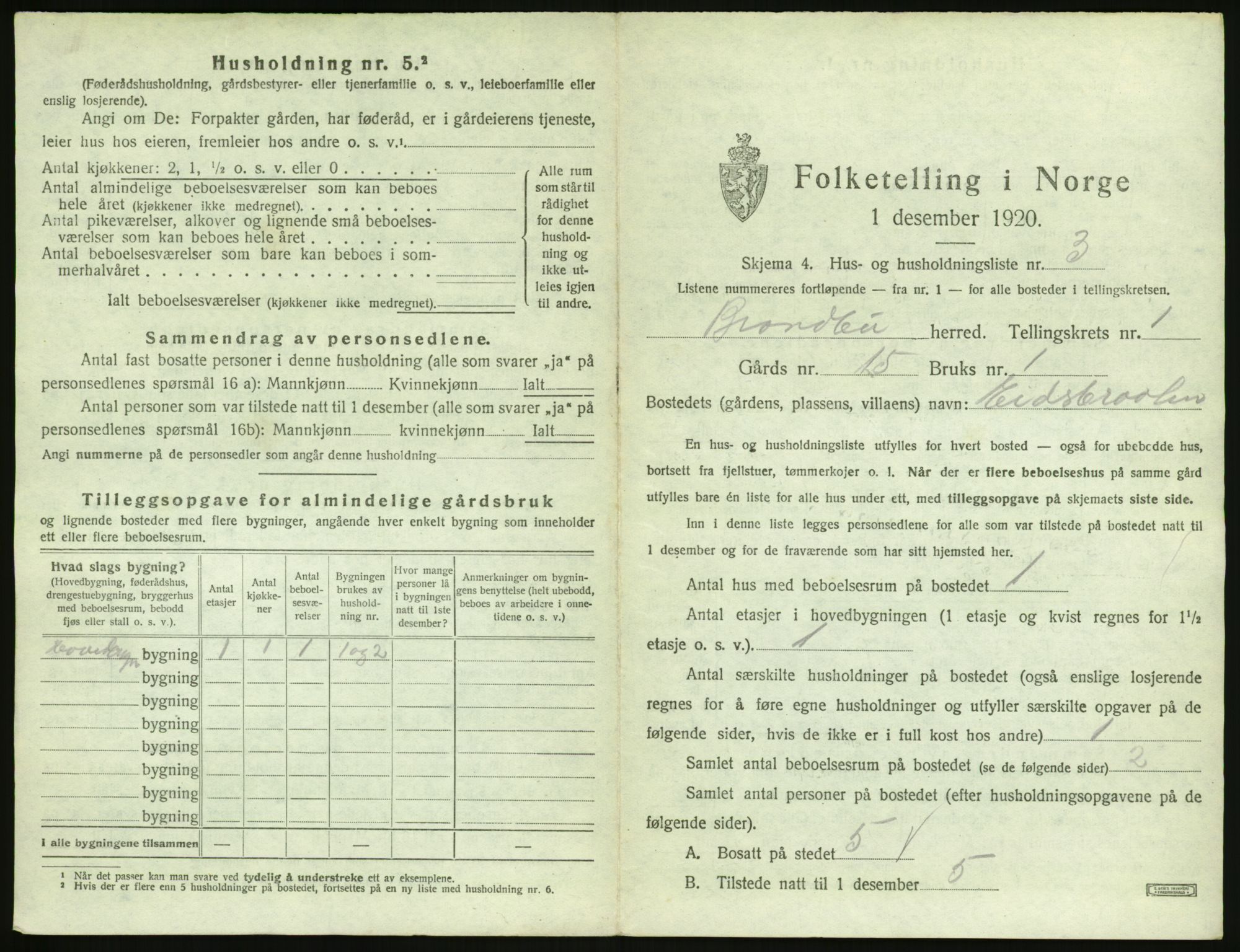 SAH, 1920 census for Brandbu, 1920, p. 47