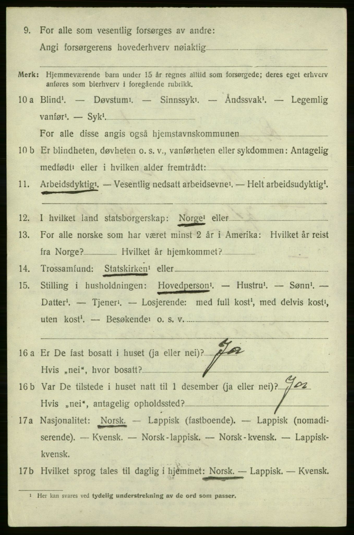 SATØ, 1920 census for Gamvik, 1920, p. 595