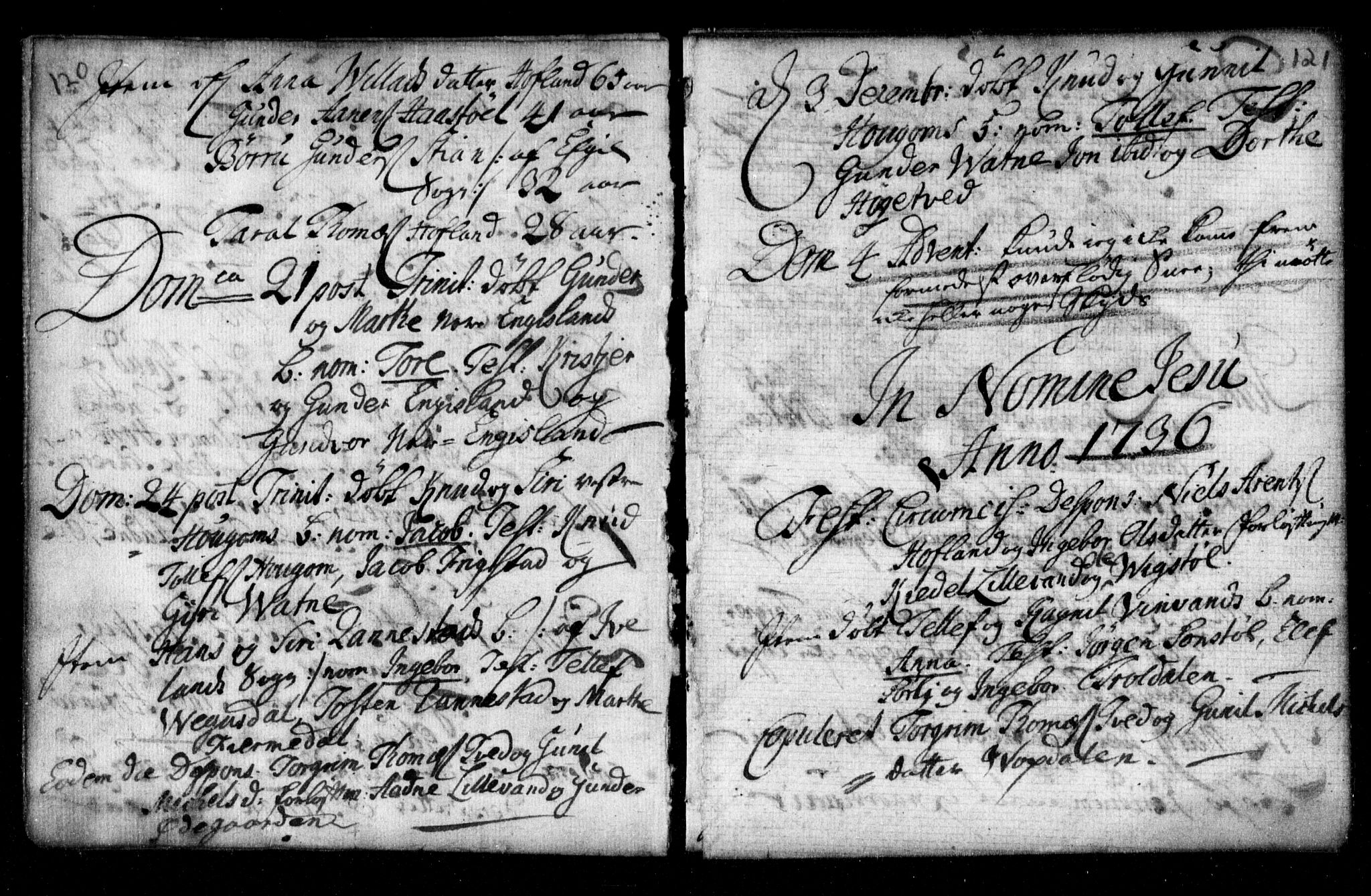 Herefoss sokneprestkontor, SAK/1111-0019/F/Fa/Fab/L0001: Parish register (official) no. A 1, 1704-1779, p. 120-121