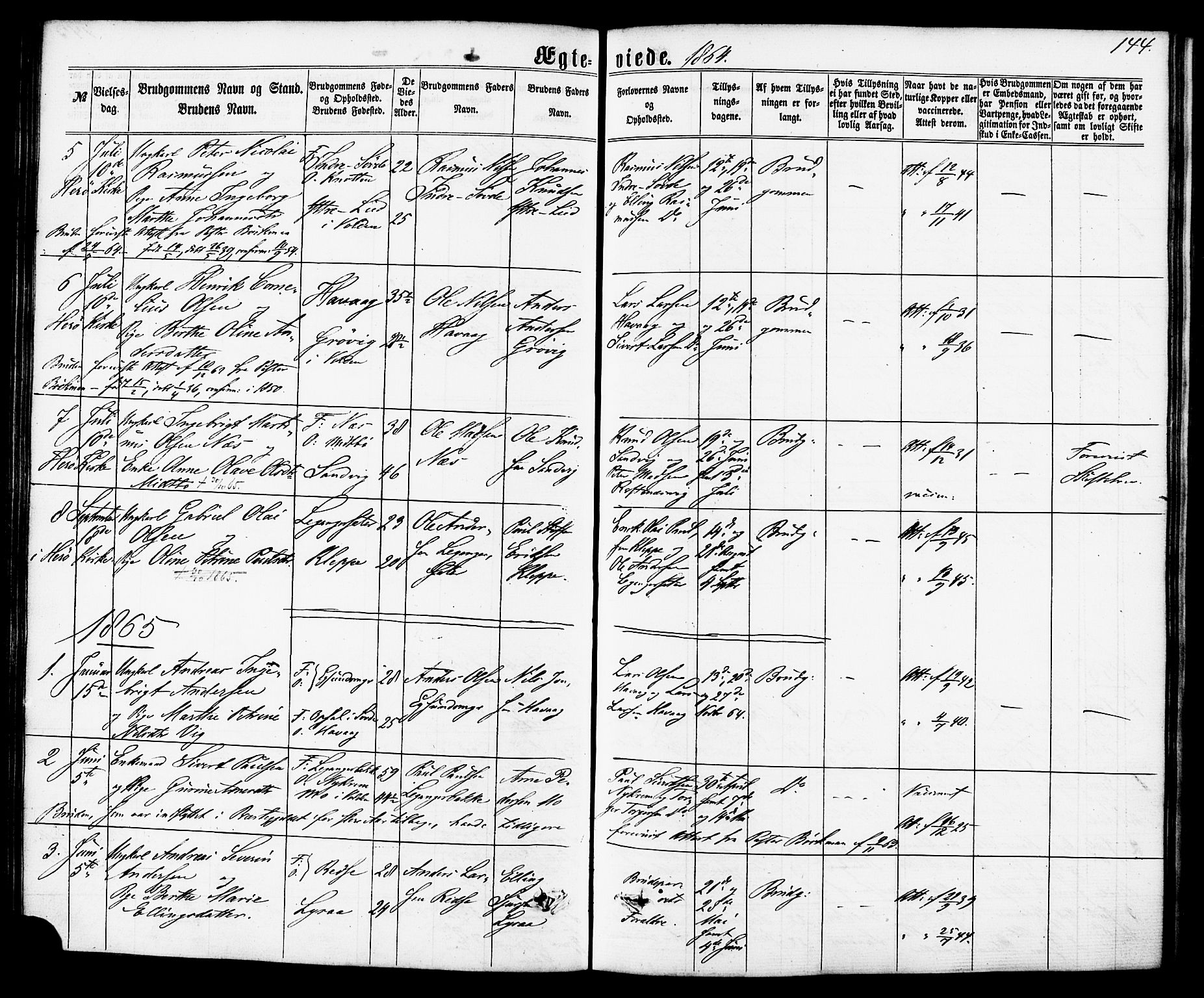 Ministerialprotokoller, klokkerbøker og fødselsregistre - Møre og Romsdal, SAT/A-1454/504/L0055: Parish register (official) no. 504A02, 1861-1884, p. 144