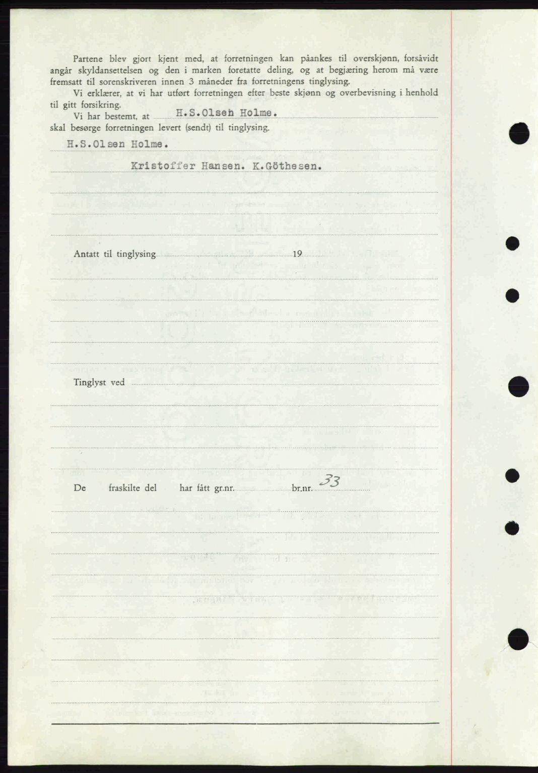 Tønsberg sorenskriveri, AV/SAKO-A-130/G/Ga/Gaa/L0010: Mortgage book no. A10, 1941-1941, Diary no: : 2009/1941