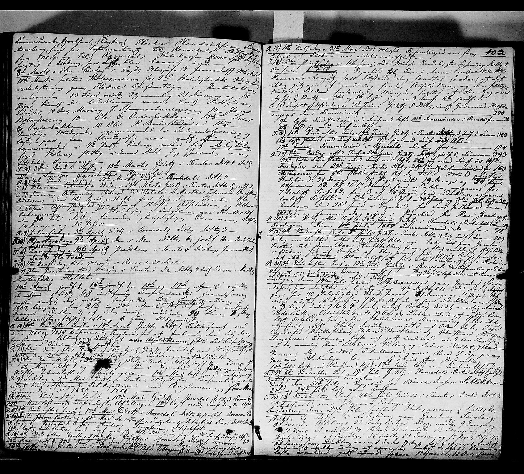 Romedal prestekontor, AV/SAH-PREST-004/K/L0004: Parish register (official) no. 4, 1847-1861, p. 403