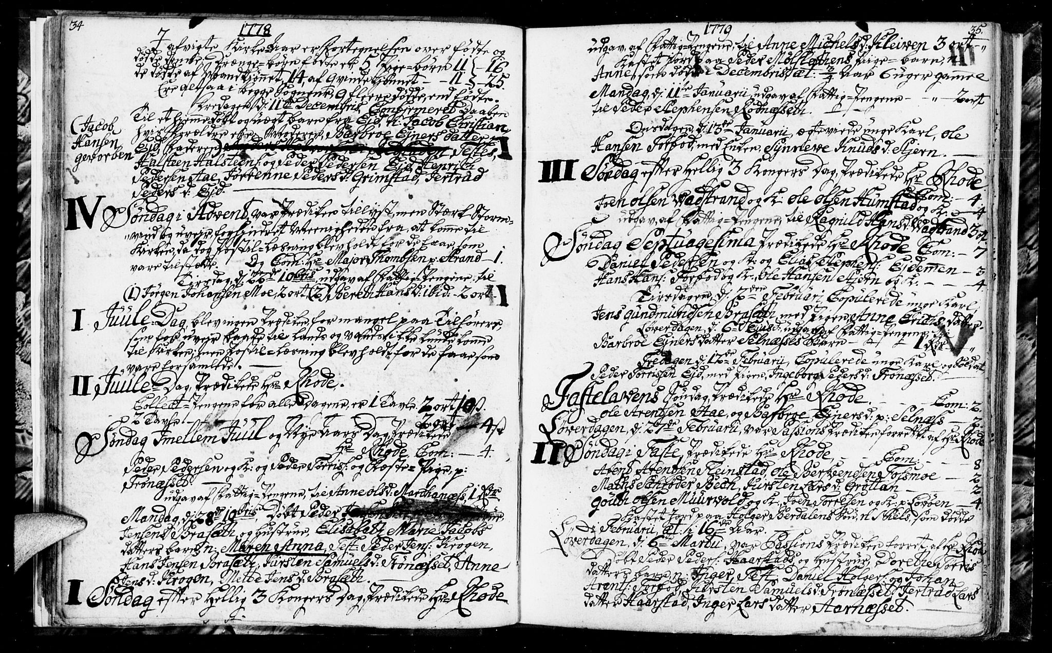 Ministerialprotokoller, klokkerbøker og fødselsregistre - Sør-Trøndelag, SAT/A-1456/655/L0685: Parish register (copy) no. 655C01, 1777-1788, p. 34-35