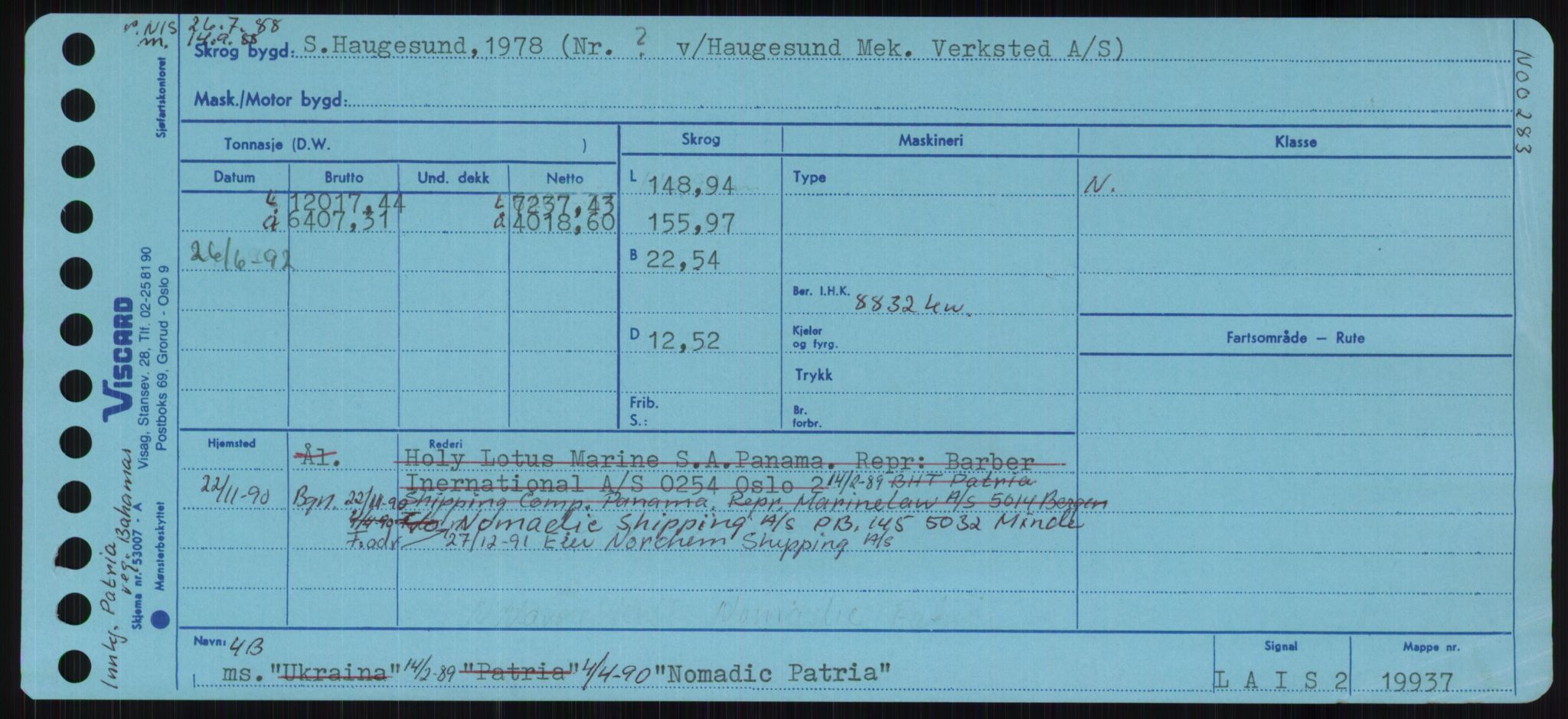 Sjøfartsdirektoratet med forløpere, Skipsmålingen, RA/S-1627/H/Ha/L0004/0001: Fartøy, Mas-R / Fartøy, Mas-Odd, p. 541
