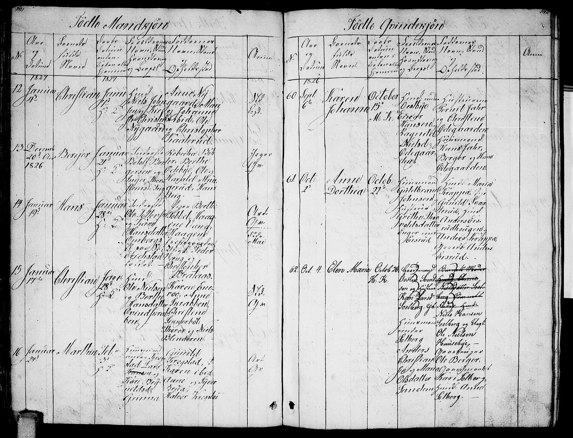 Enebakk prestekontor Kirkebøker, AV/SAO-A-10171c/G/Ga/L0002: Parish register (copy) no. I 2, 1822-1833, p. 141-142