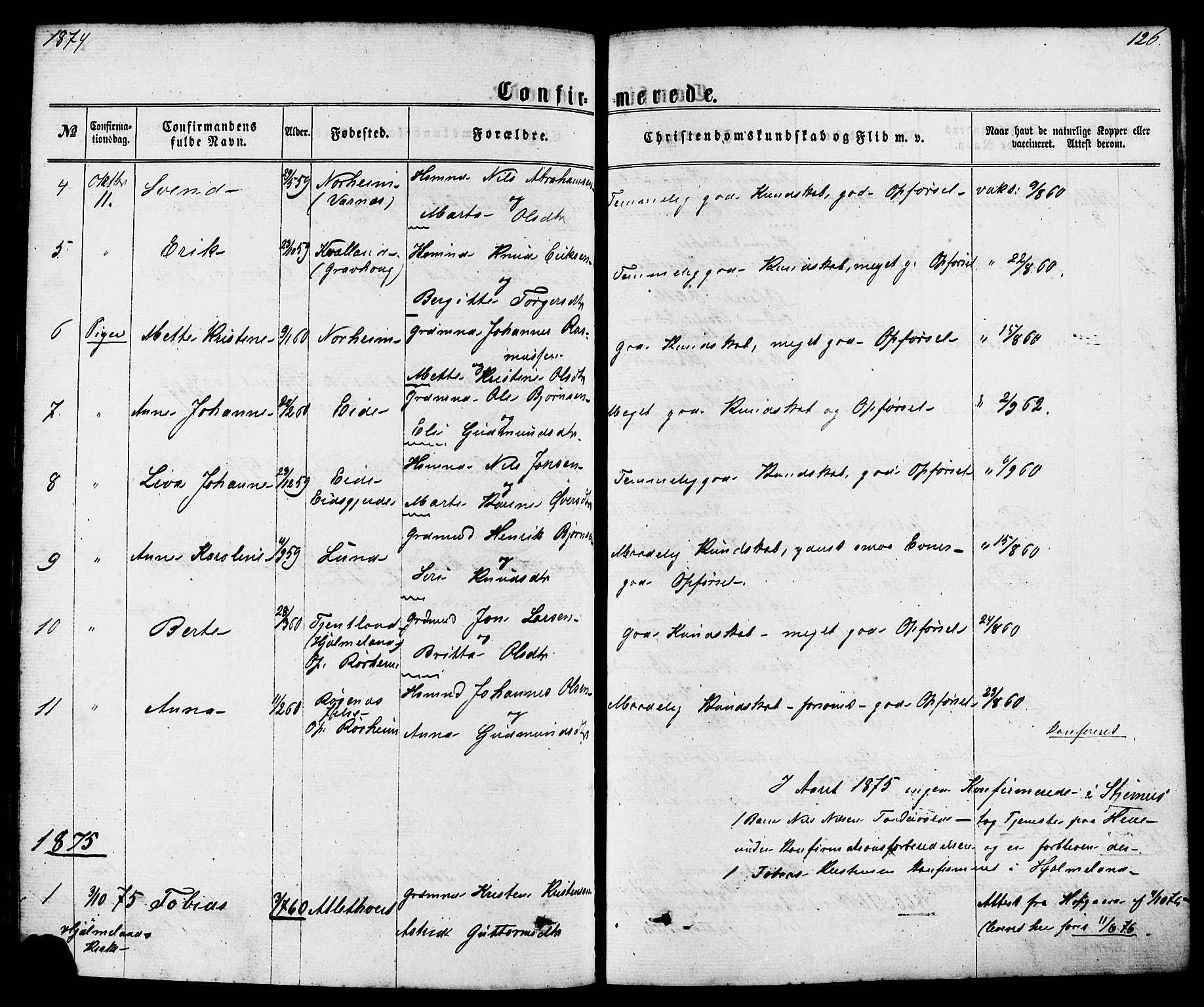 Nedstrand sokneprestkontor, AV/SAST-A-101841/01/IV: Parish register (official) no. A 10, 1861-1887, p. 126