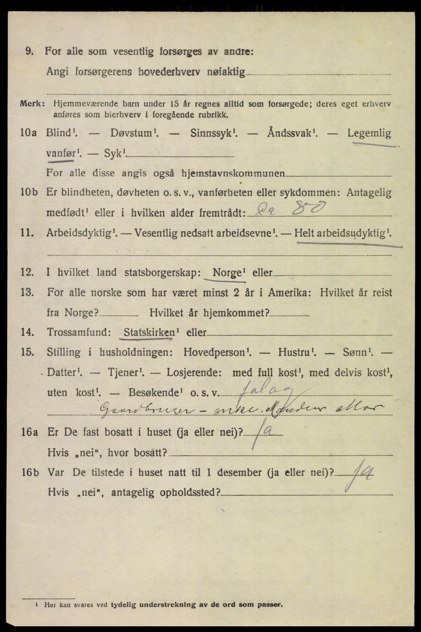 SAK, 1920 census for Nes (V-A), 1920, p. 3865