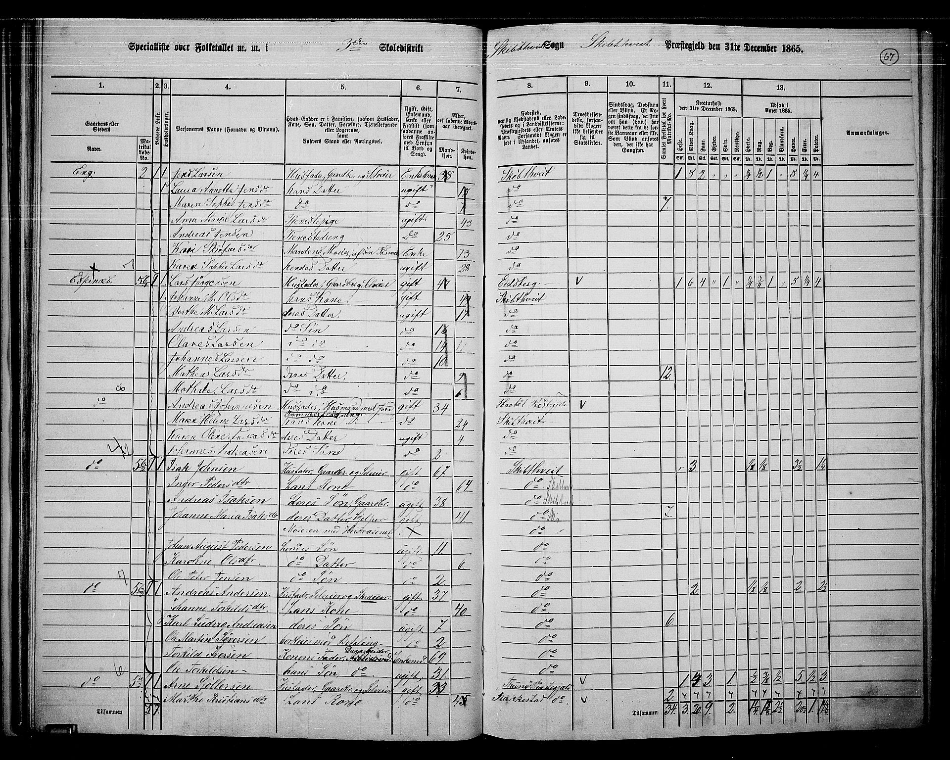 RA, 1865 census for Skiptvet, 1865, p. 58