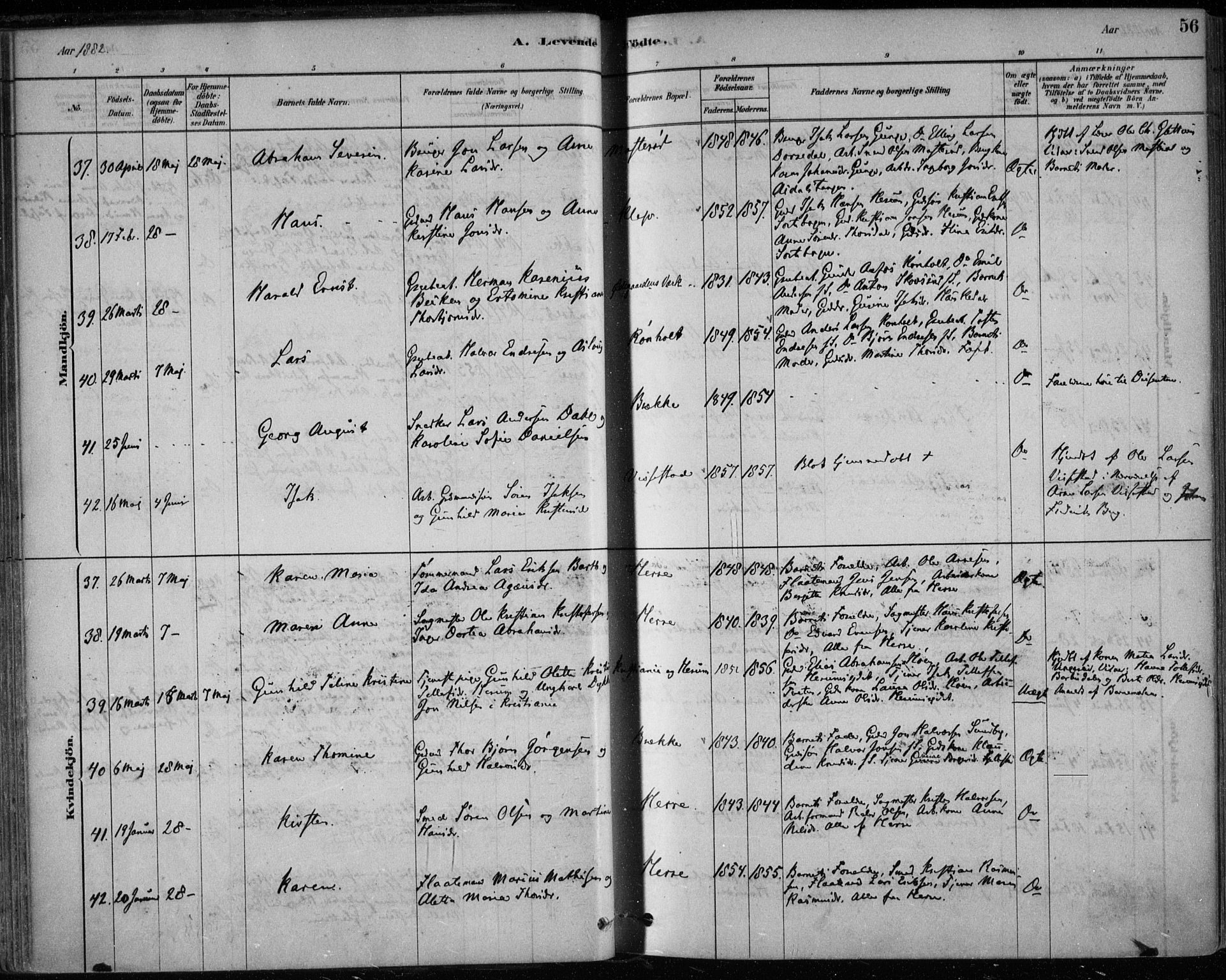 Bamble kirkebøker, AV/SAKO-A-253/F/Fa/L0007: Parish register (official) no. I 7, 1878-1888, p. 56