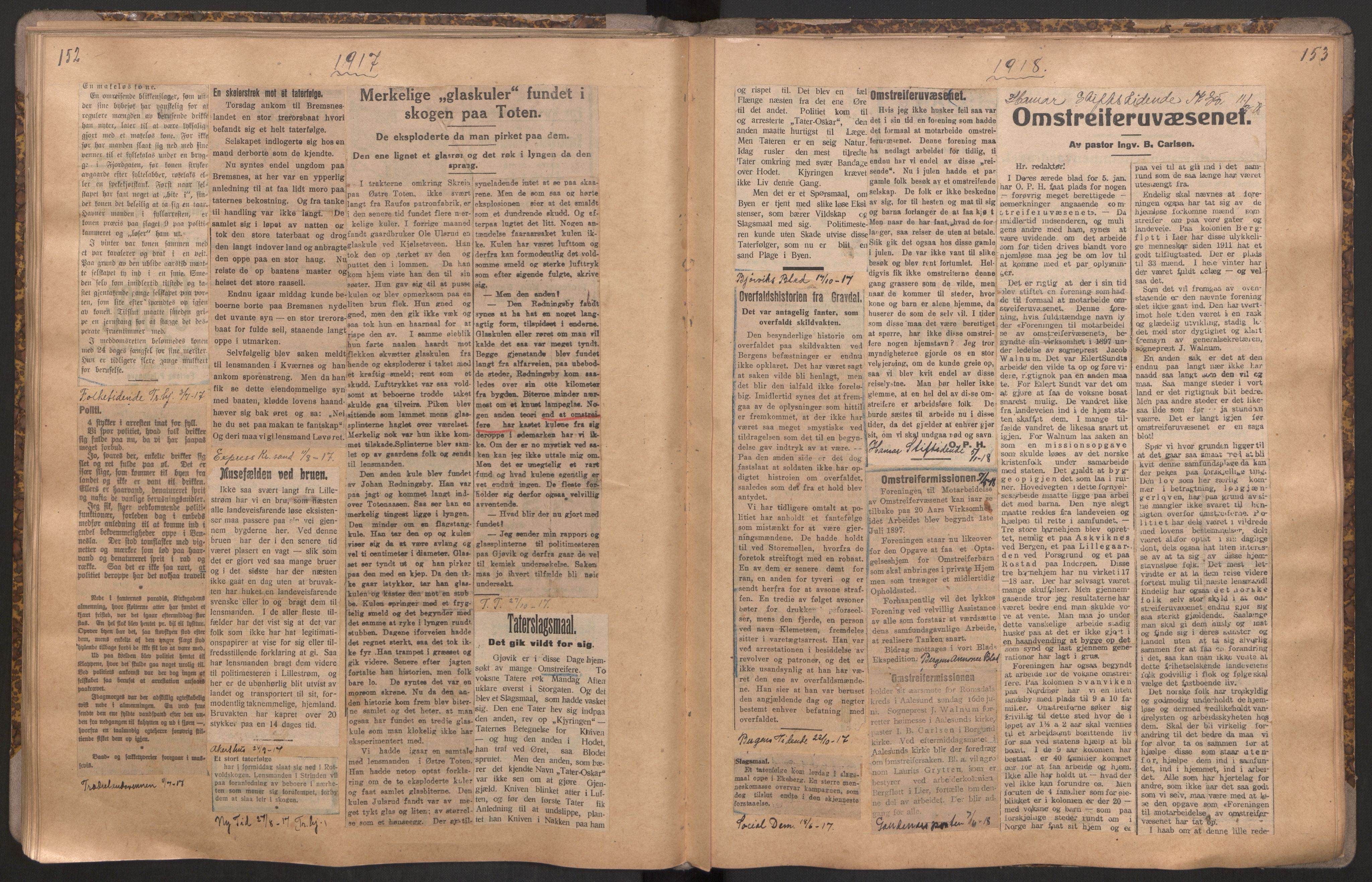 Norsk Misjon Blant Hjemløse, RA/PA-0793/F/Fv/L0534: Utklipp, 1897-1919, p. 152-153