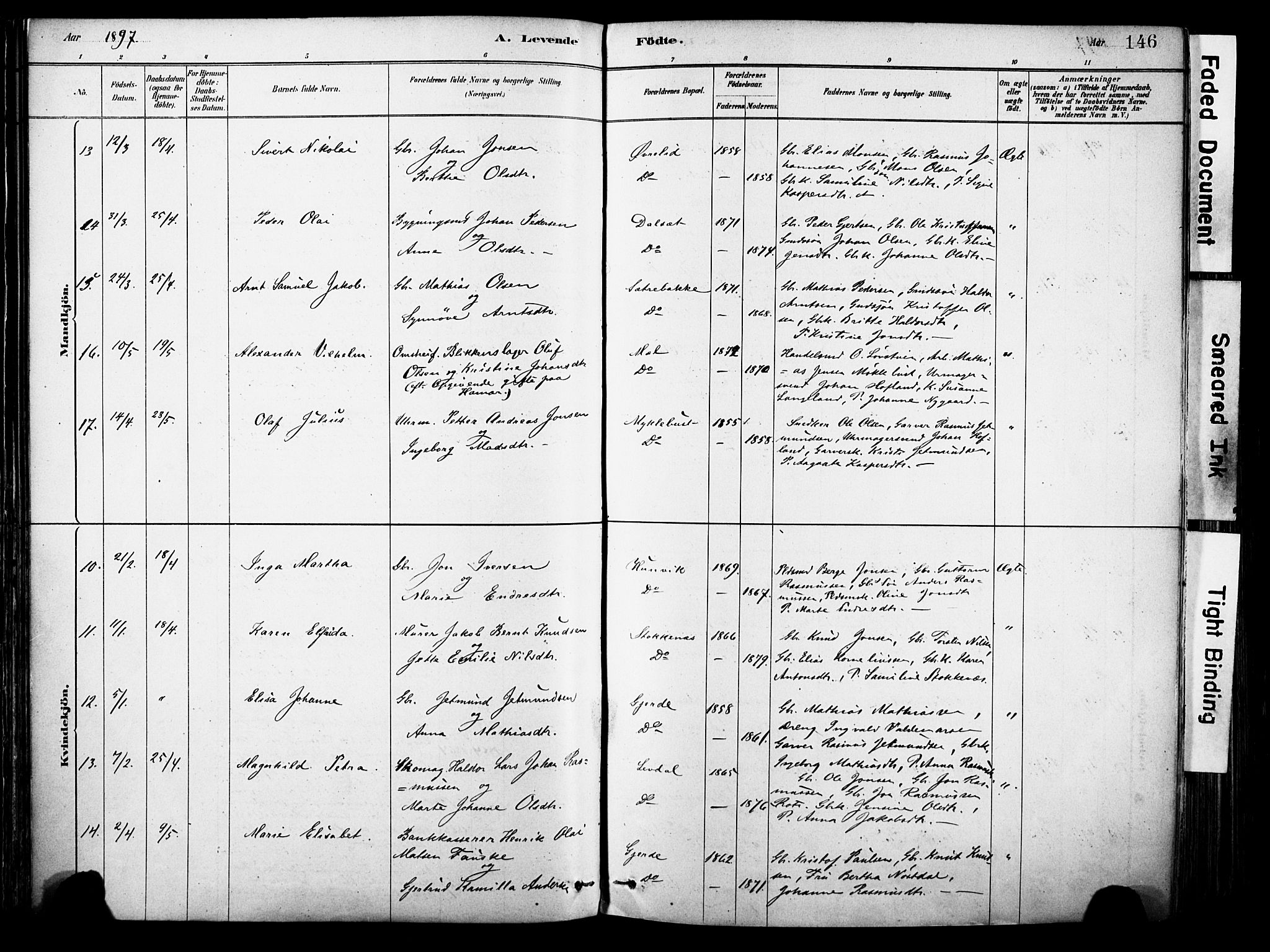 Eid sokneprestembete, AV/SAB-A-82301/H/Haa/Haab/L0001: Parish register (official) no. B 1, 1879-1906, p. 146