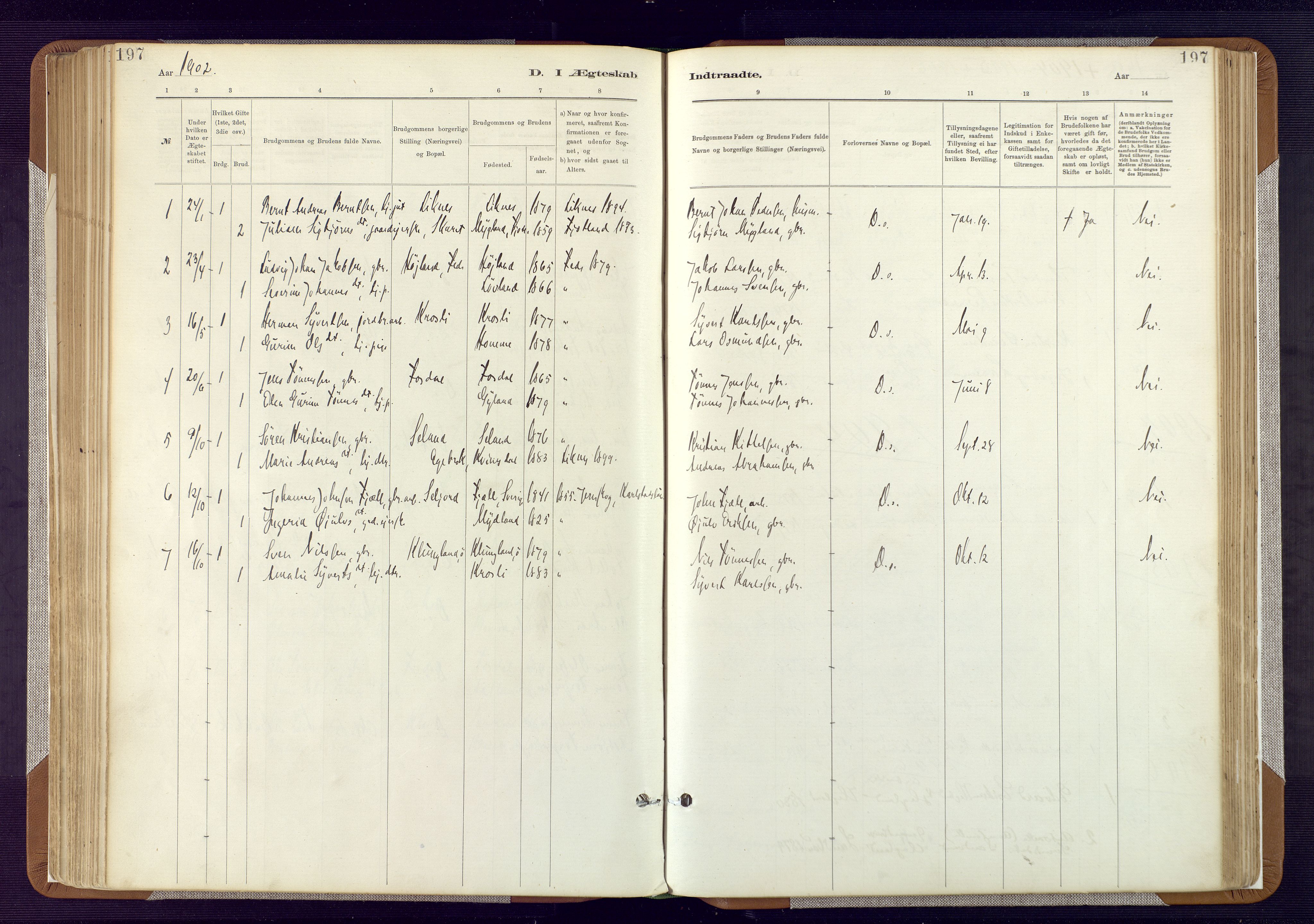 Bakke sokneprestkontor, SAK/1111-0002/F/Fa/Fab/L0003: Parish register (official) no. A 3, 1884-1921, p. 197
