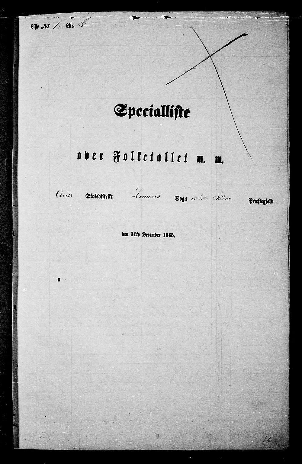 RA, 1865 census for Vestre Slidre, 1865, p. 23