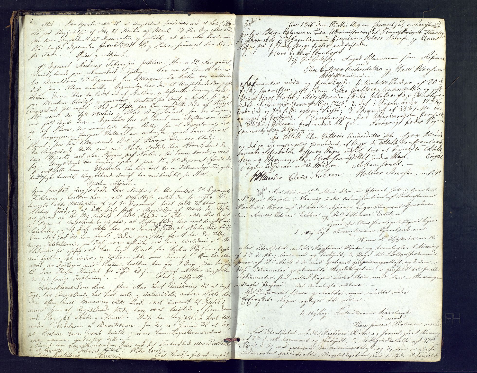 Larvik sorenskriveri, AV/SAKO-A-83/F/Fc/L0014: Ekstrarettsprotokoll, 1866-1870, p. 2-3