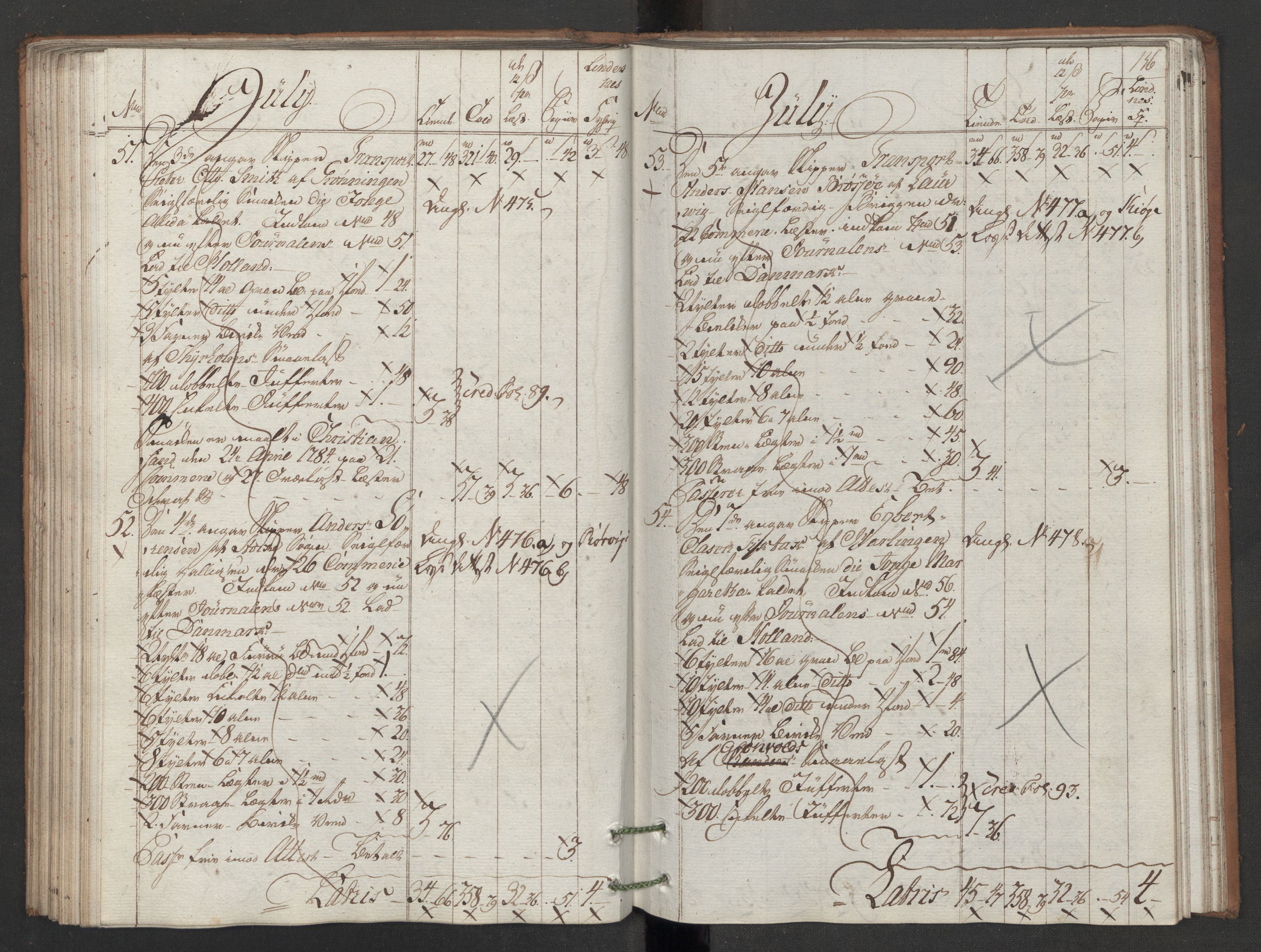 Generaltollkammeret, tollregnskaper, AV/RA-EA-5490/R05/L0086/0001: Tollregnskaper Moss, Son, Krokstad / Utgående hovedtollbok, 1786, p. 135b-136a