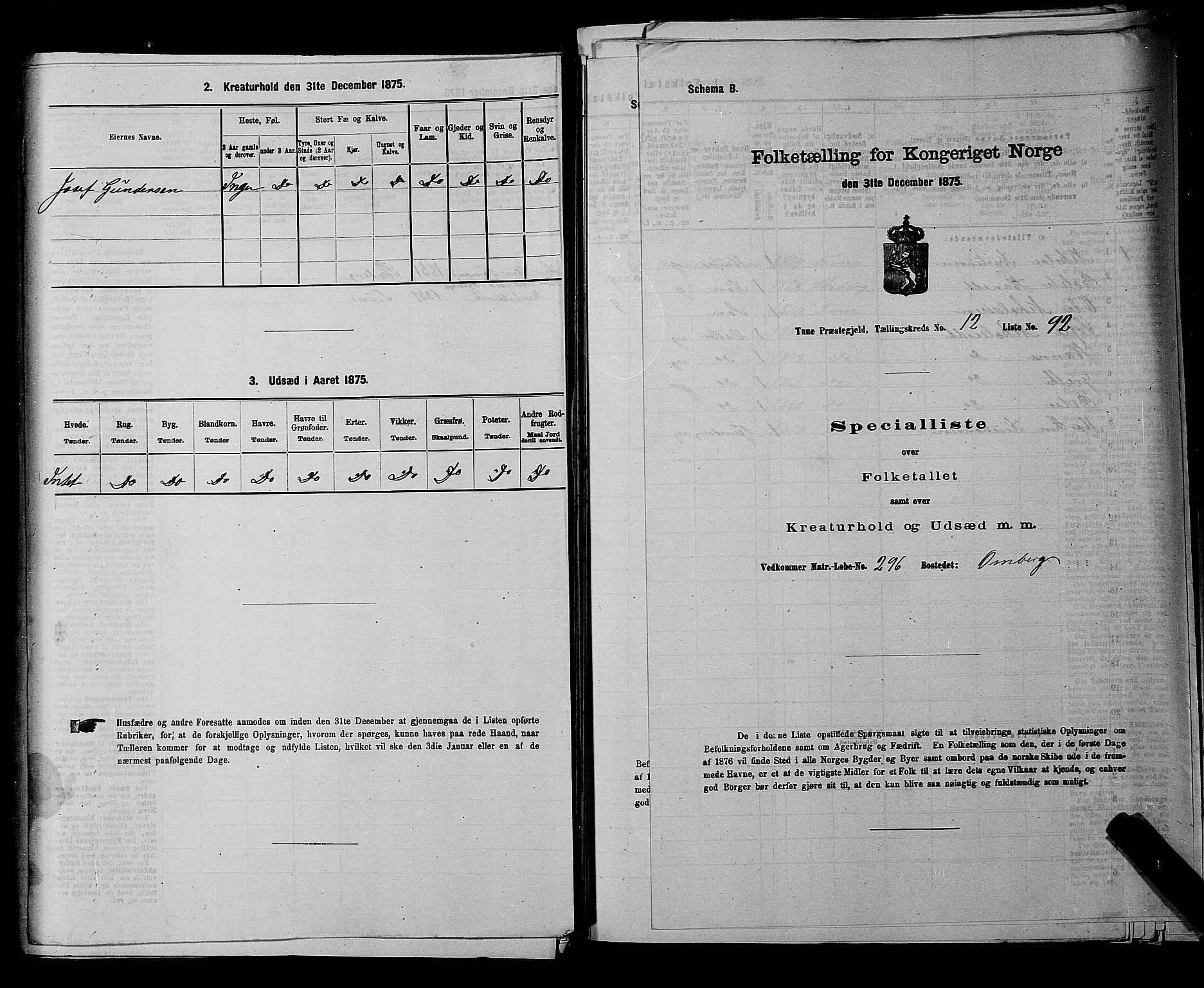 RA, 1875 census for 0130P Tune, 1875, p. 2057