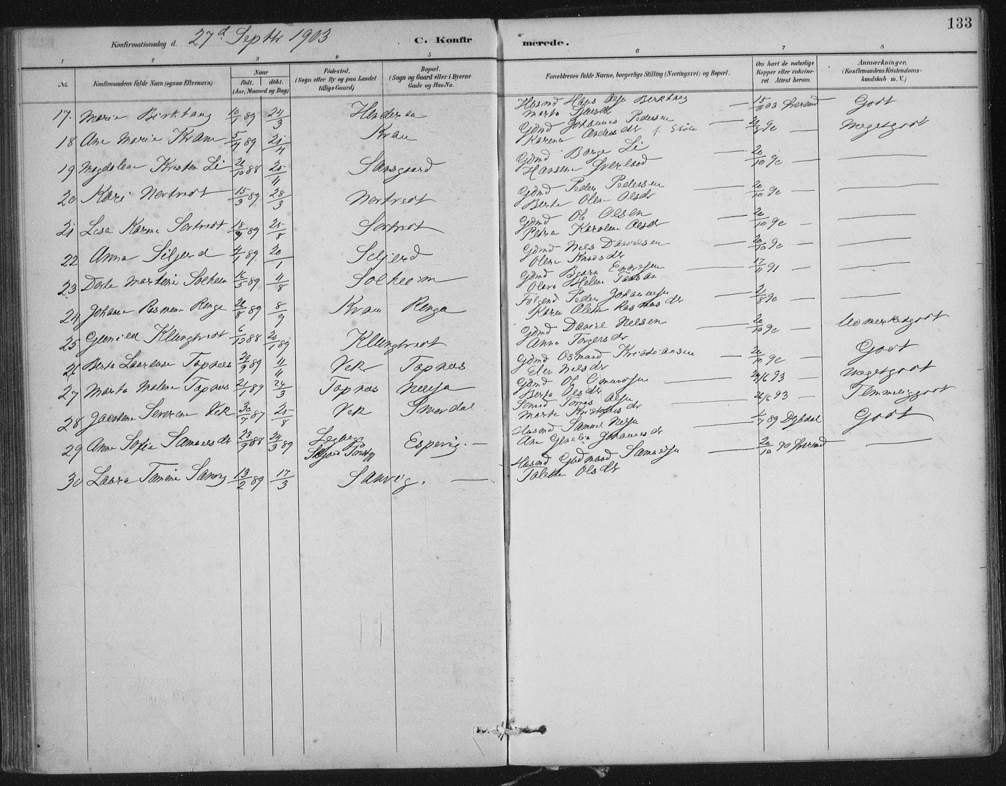 Nedstrand sokneprestkontor, AV/SAST-A-101841/01/IV: Parish register (official) no. A 12, 1887-1915, p. 133