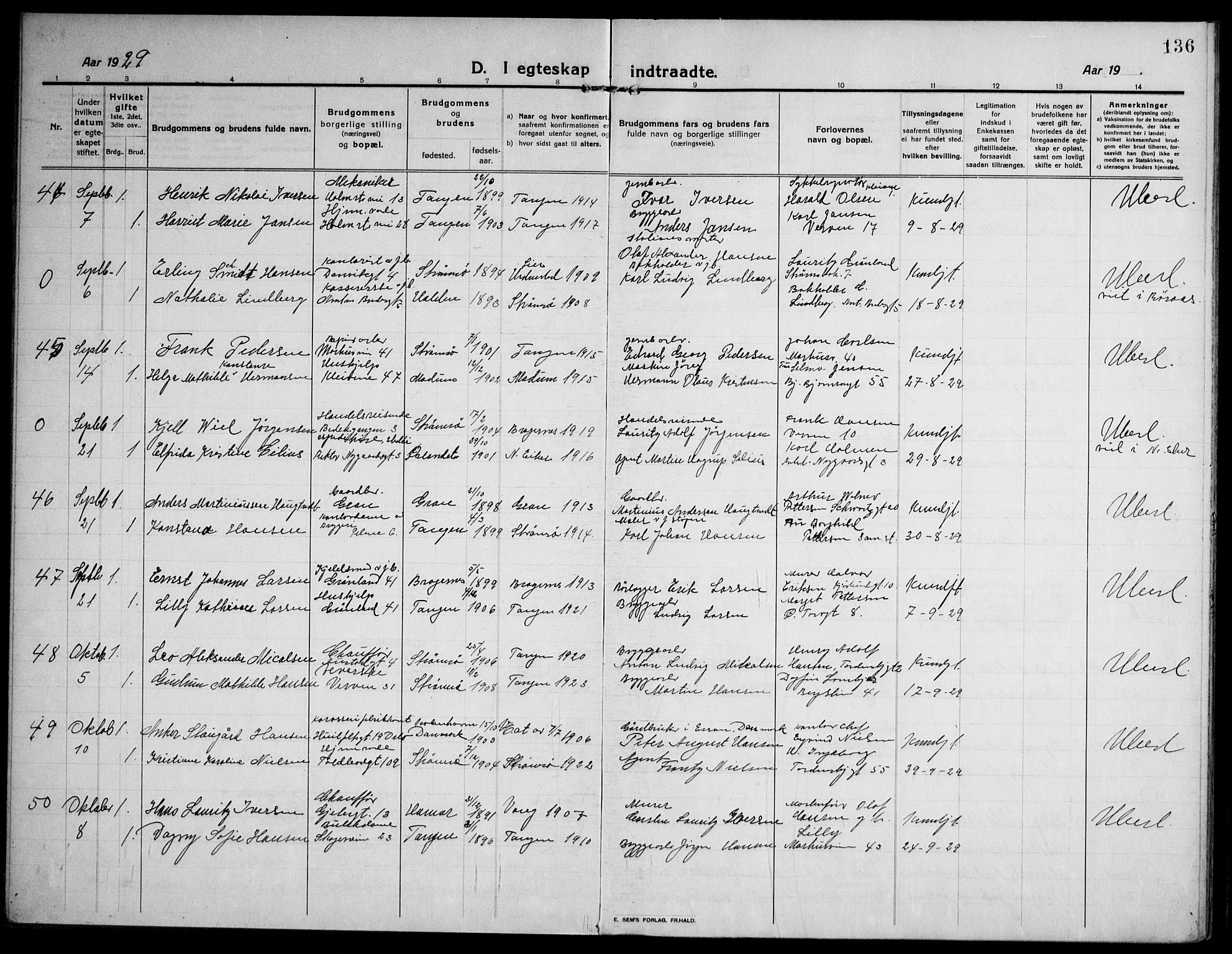 Strømsø kirkebøker, AV/SAKO-A-246/F/Fa/L0027: Parish register (official) no. I 28, 1912-1931, p. 136