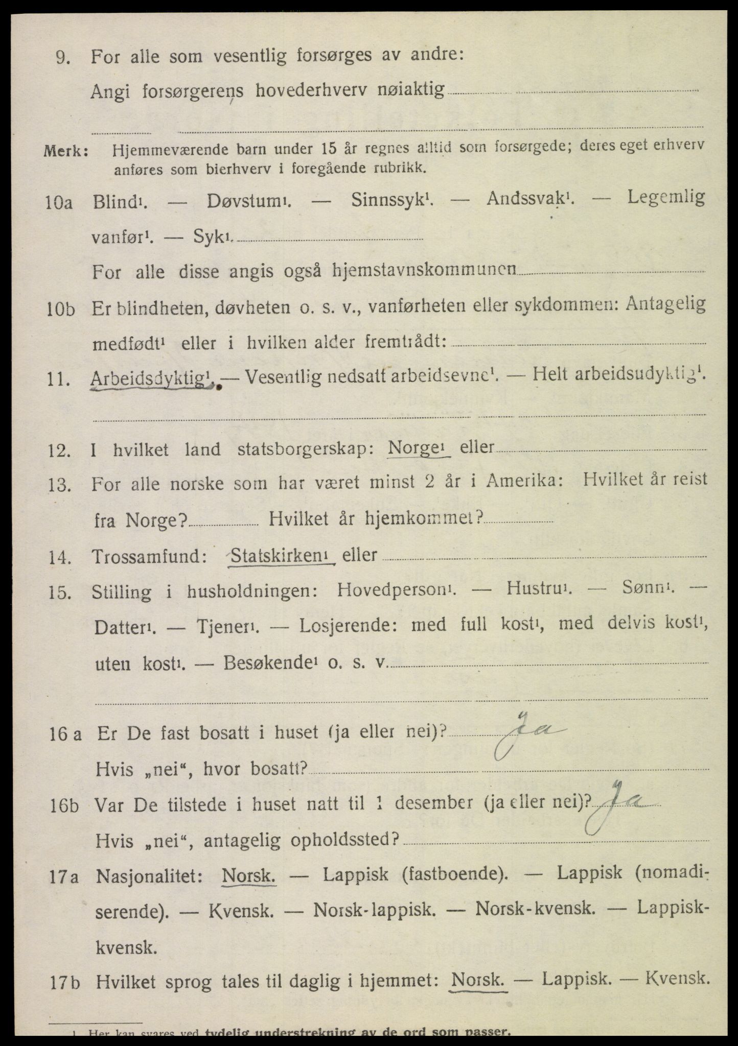 SAT, 1920 census for Vik, 1920, p. 3566