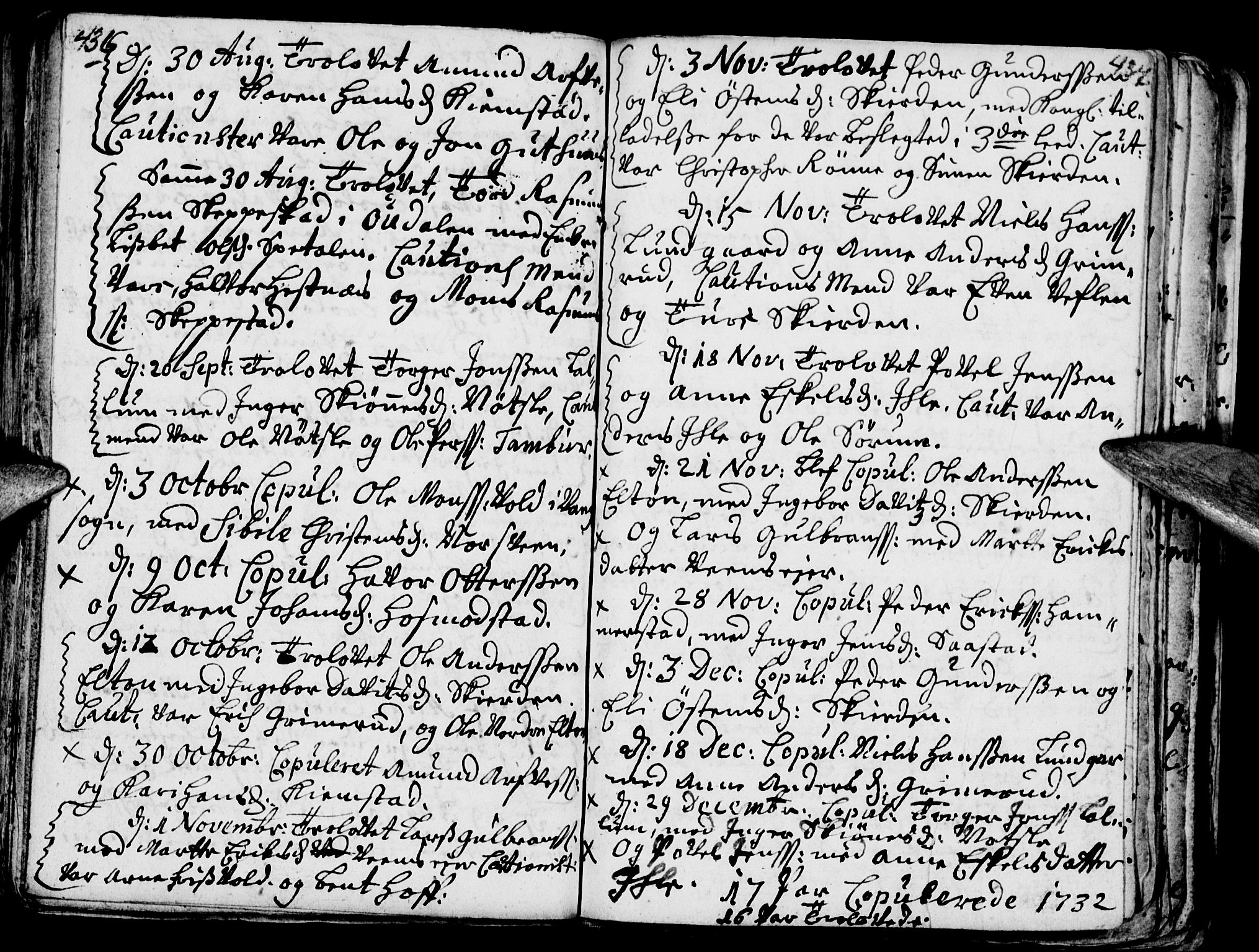 Stange prestekontor, AV/SAH-PREST-002/K/L0002: Parish register (official) no. 2, 1724-1740, p. 436-437