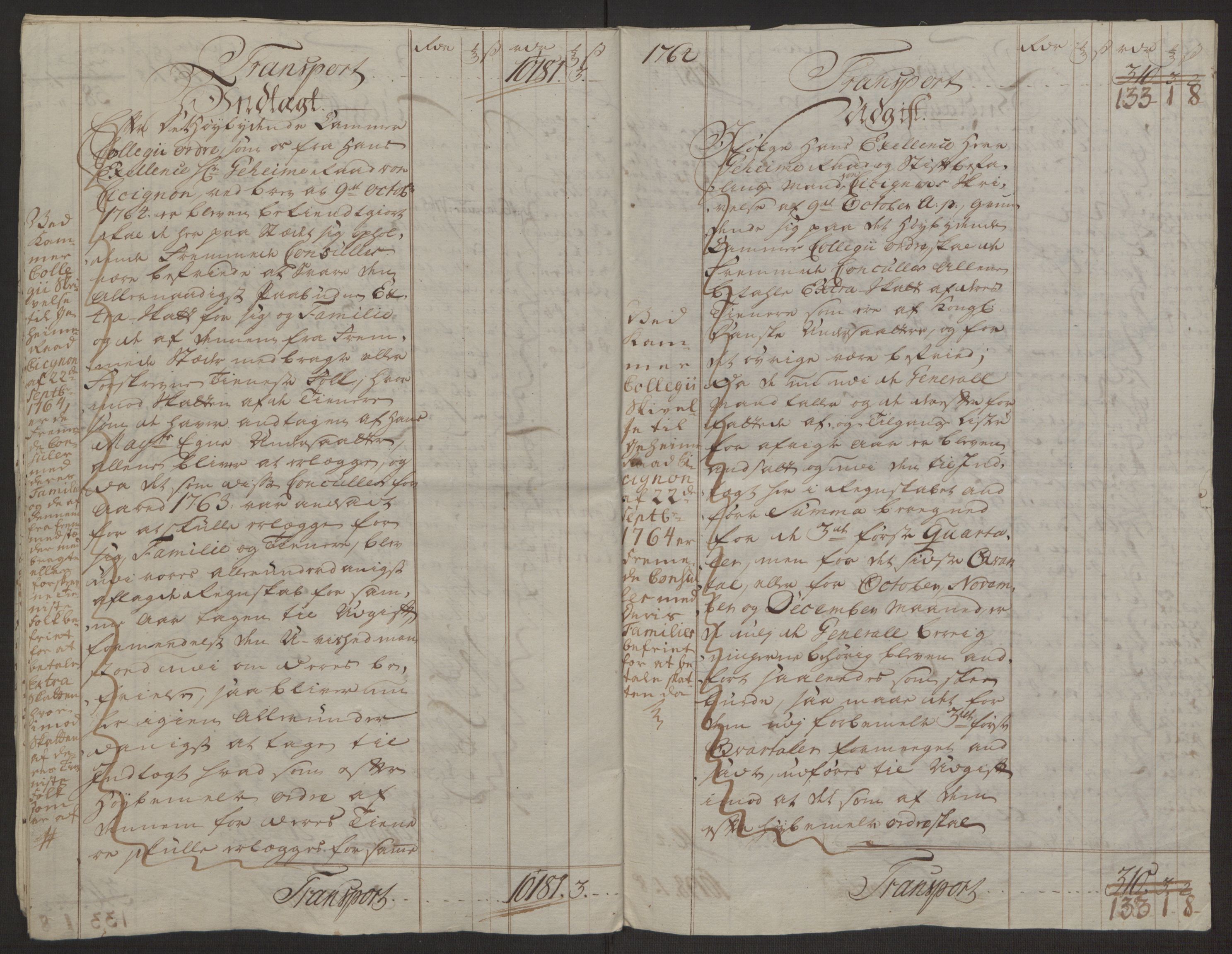 Rentekammeret inntil 1814, Reviderte regnskaper, Byregnskaper, AV/RA-EA-4066/R/Rp/L0367/0001: [P21] Kontribusjonsregnskap / Ekstraskatt, 1764, p. 22