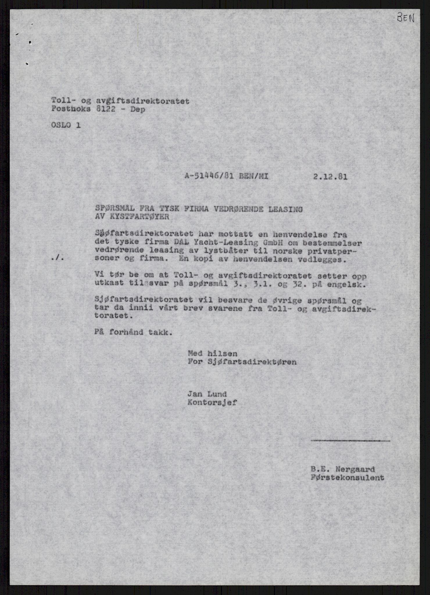 Sjøfartsdirektoratet med forløpere, generelt arkiv, AV/RA-S-1407/D/Du/Duc/L0641/0004: Skipskontrollen - Forskrifter    / Utleiebåter (2 mapper), 1977-1989, p. 512