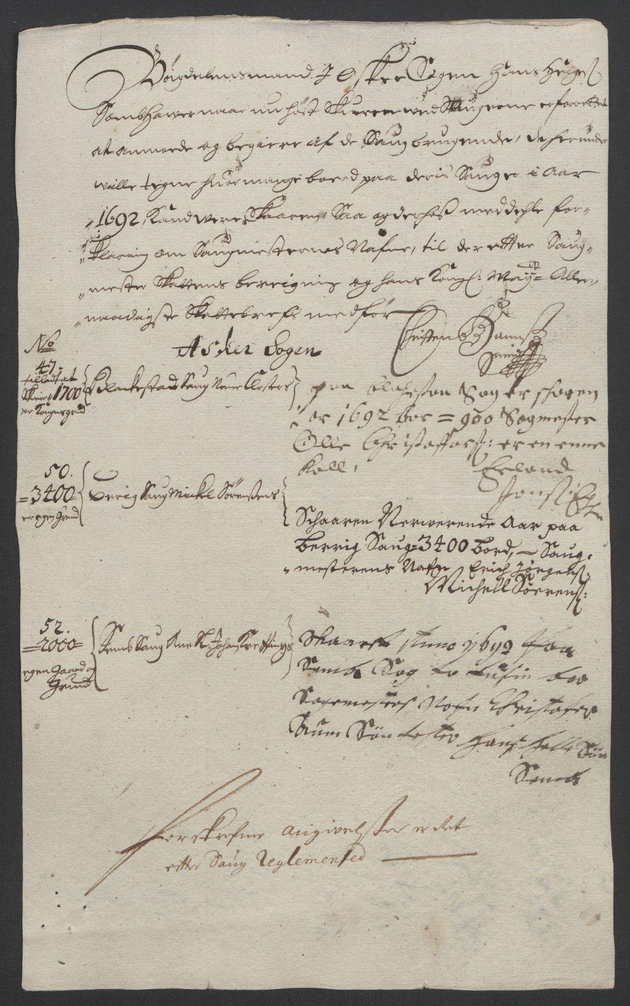 Rentekammeret inntil 1814, Reviderte regnskaper, Fogderegnskap, RA/EA-4092/R08/L0426: Fogderegnskap Aker, 1692-1693, p. 108