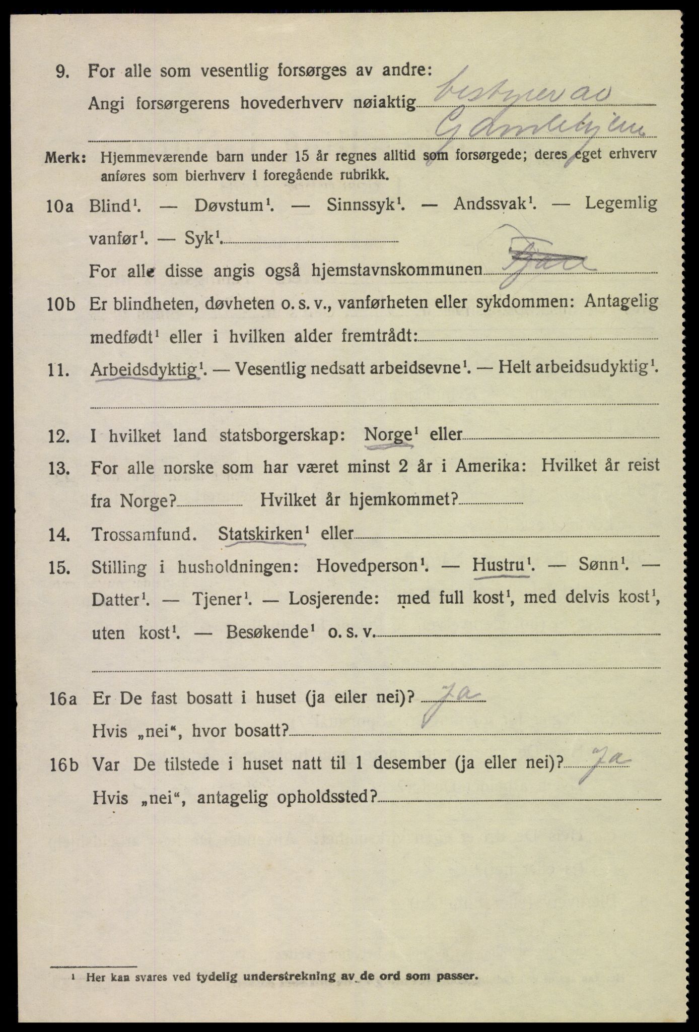 SAK, 1920 census for Fjære, 1920, p. 2118