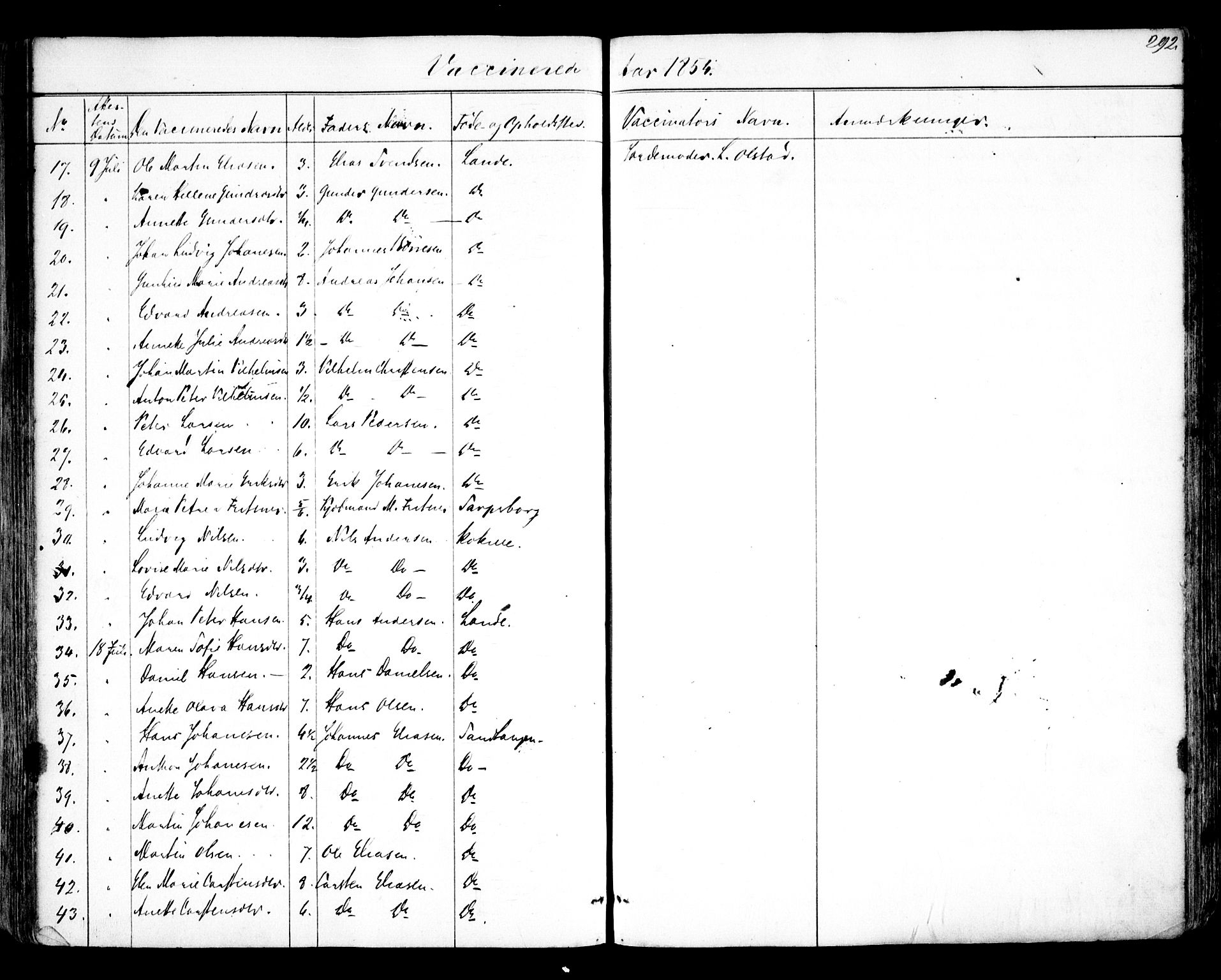 Tune prestekontor Kirkebøker, SAO/A-2007/F/Fa/L0011: Parish register (official) no. 11, 1852-1856, p. 292