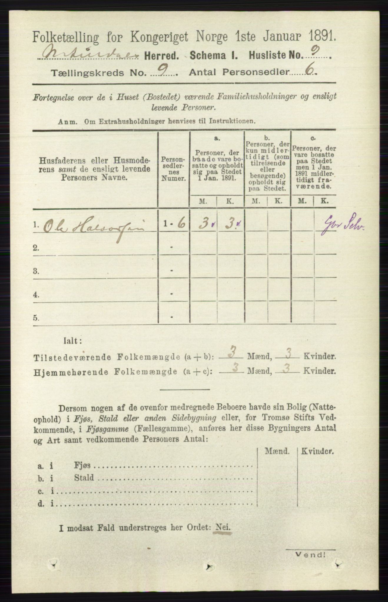 RA, 1891 census for 0542 Nord-Aurdal, 1891, p. 3376