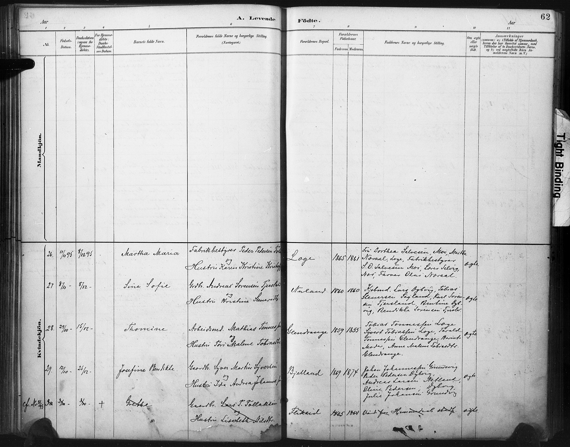 Flekkefjord sokneprestkontor, AV/SAK-1111-0012/F/Fa/Fac/L0008: Parish register (official) no. A 8, 1885-1898, p. 62