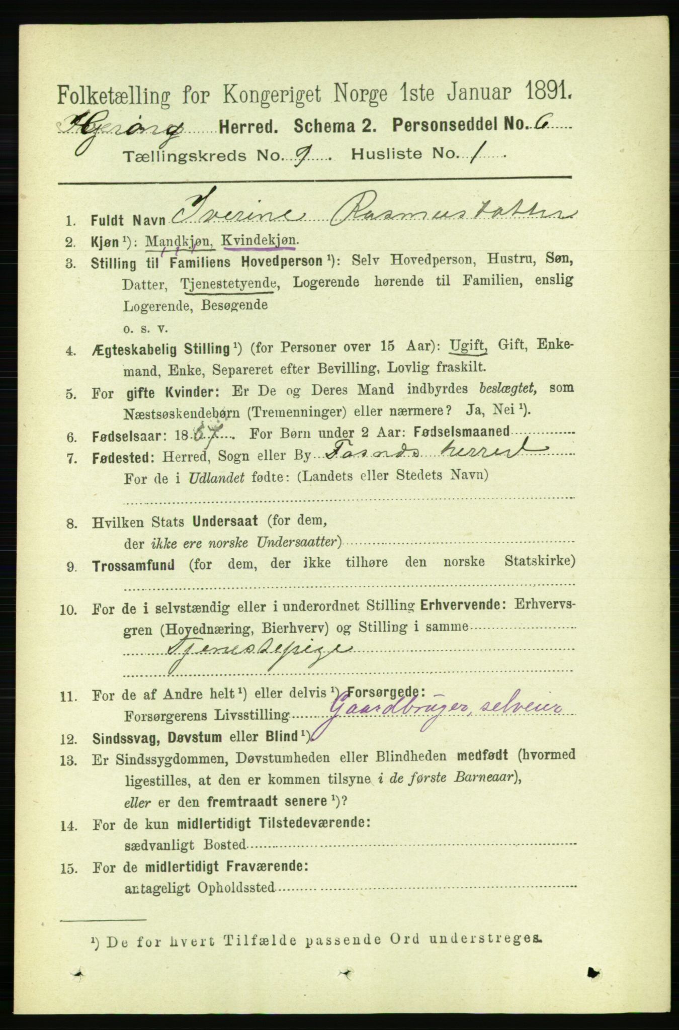 RA, 1891 census for 1742 Grong, 1891, p. 3143