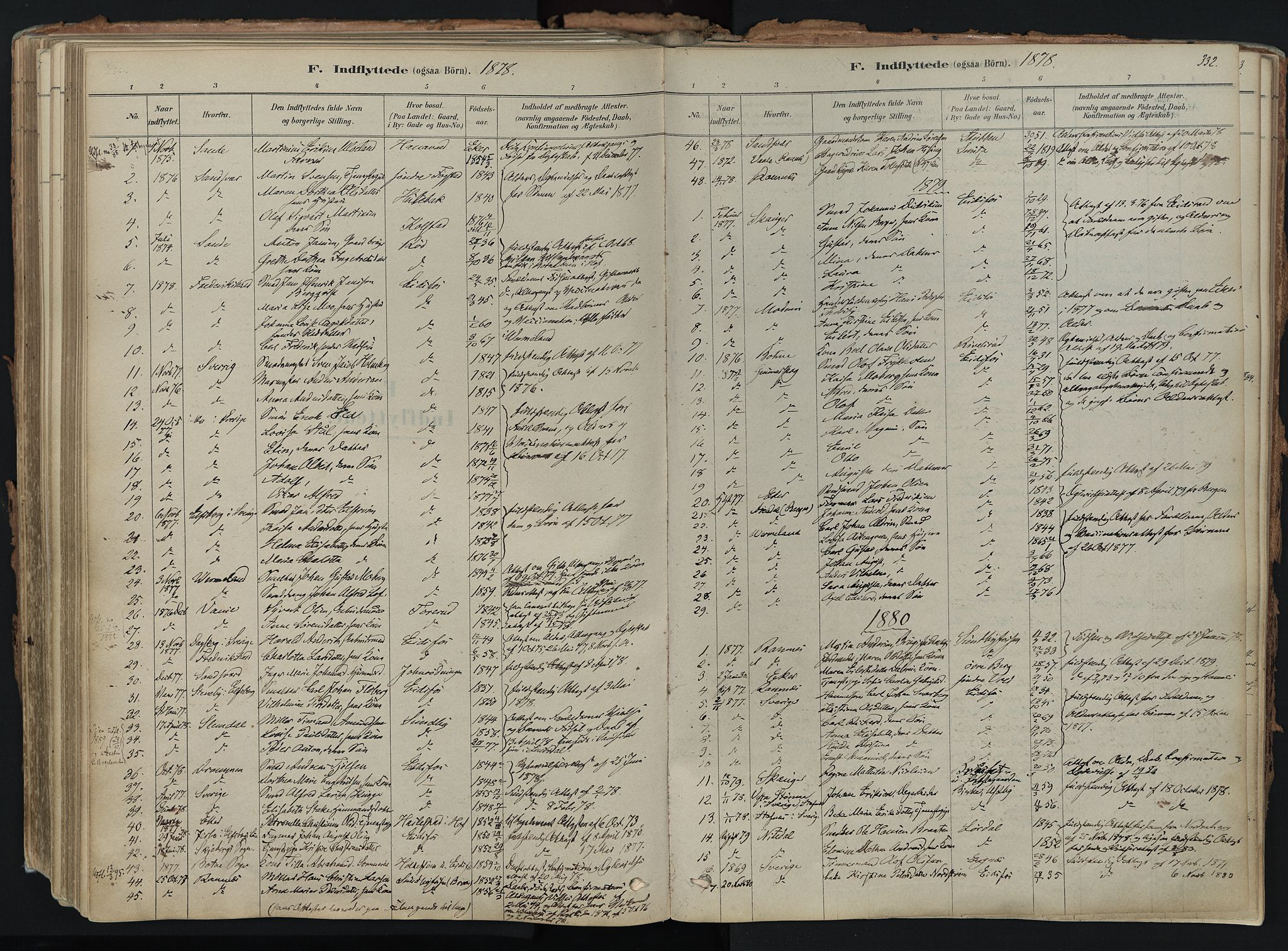 Hof kirkebøker, AV/SAKO-A-64/F/Fa/L0007: Parish register (official) no. I 7, 1878-1940, p. 332