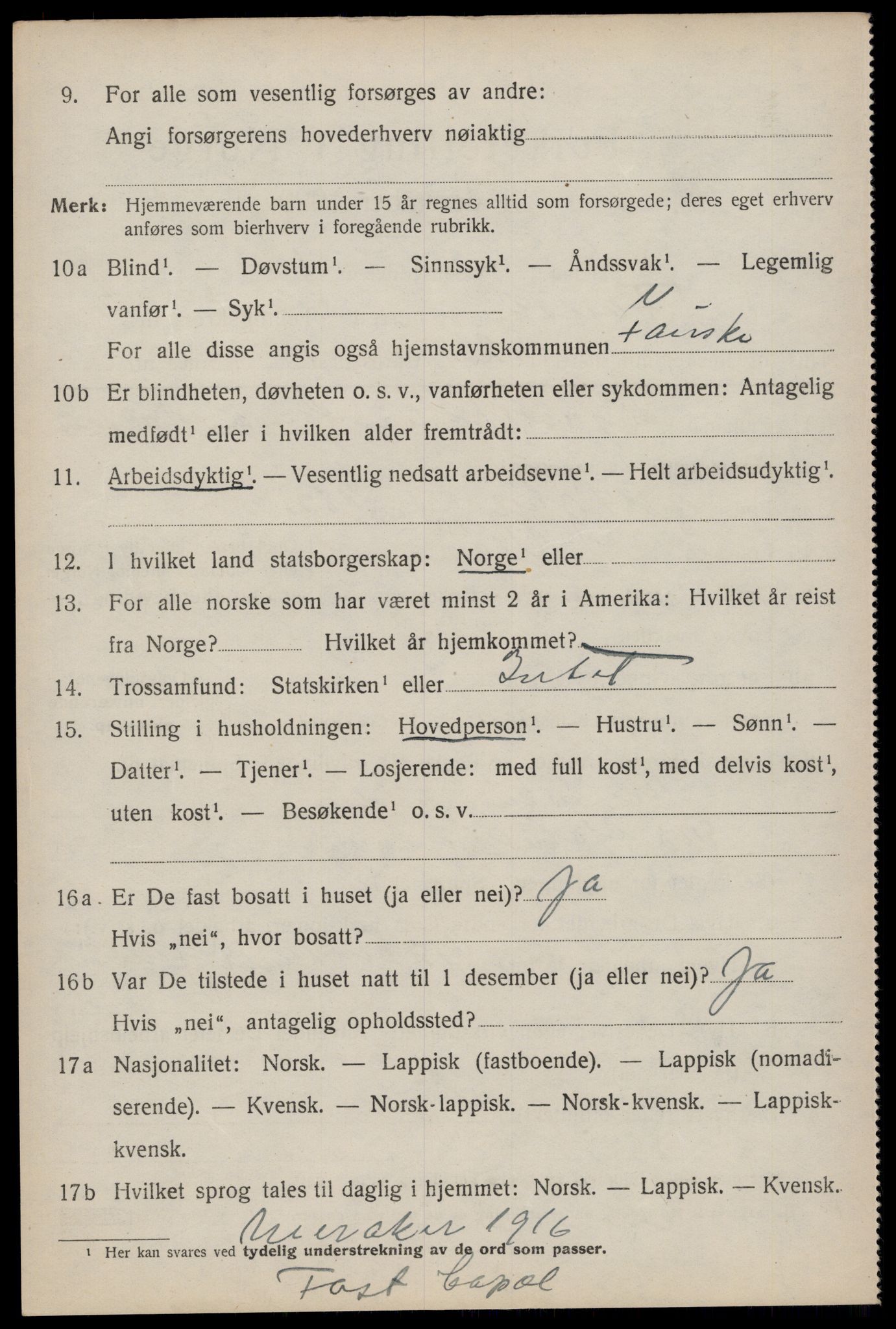 SAT, 1920 census for Fauske, 1920, p. 3517