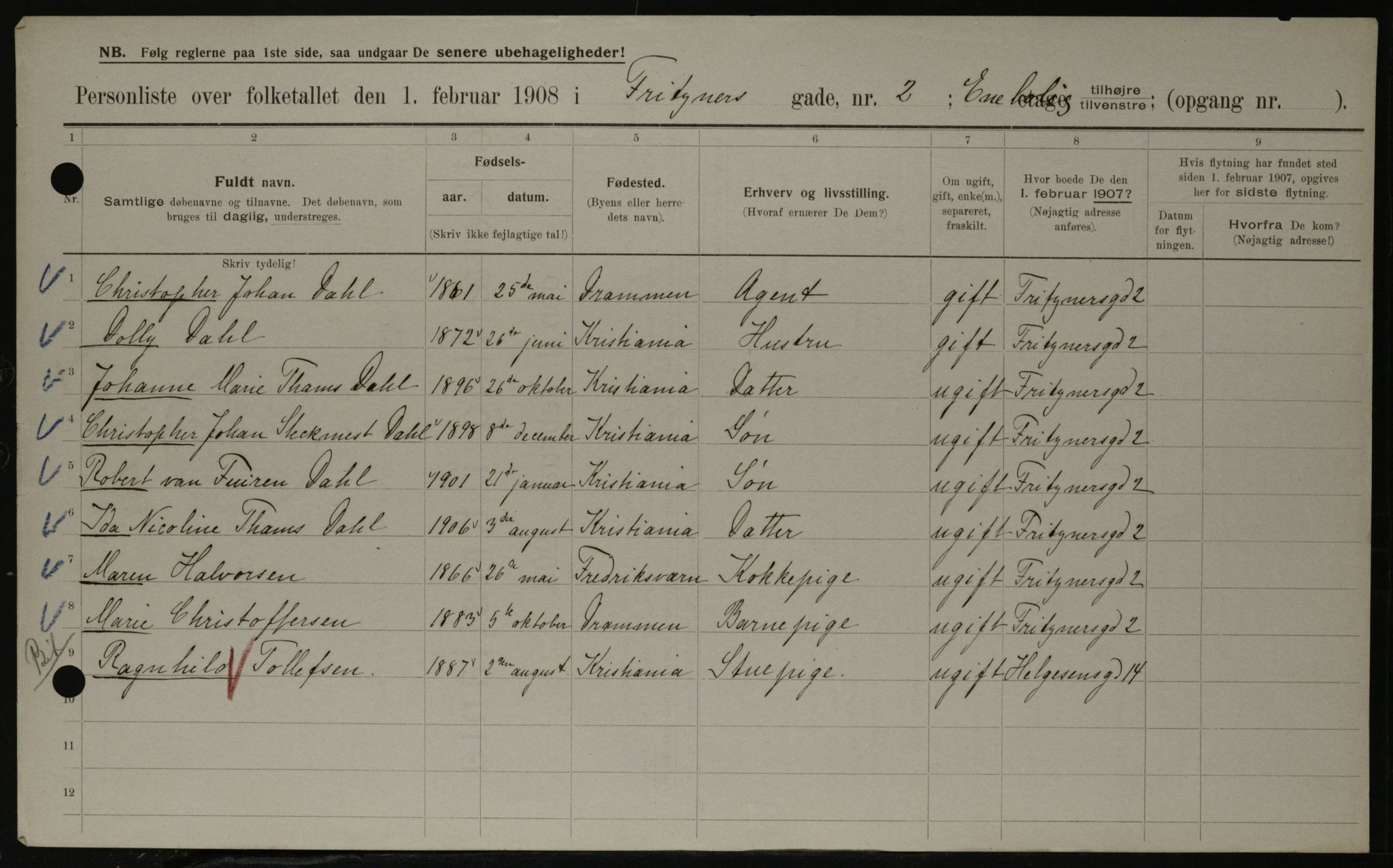 OBA, Municipal Census 1908 for Kristiania, 1908, p. 24418