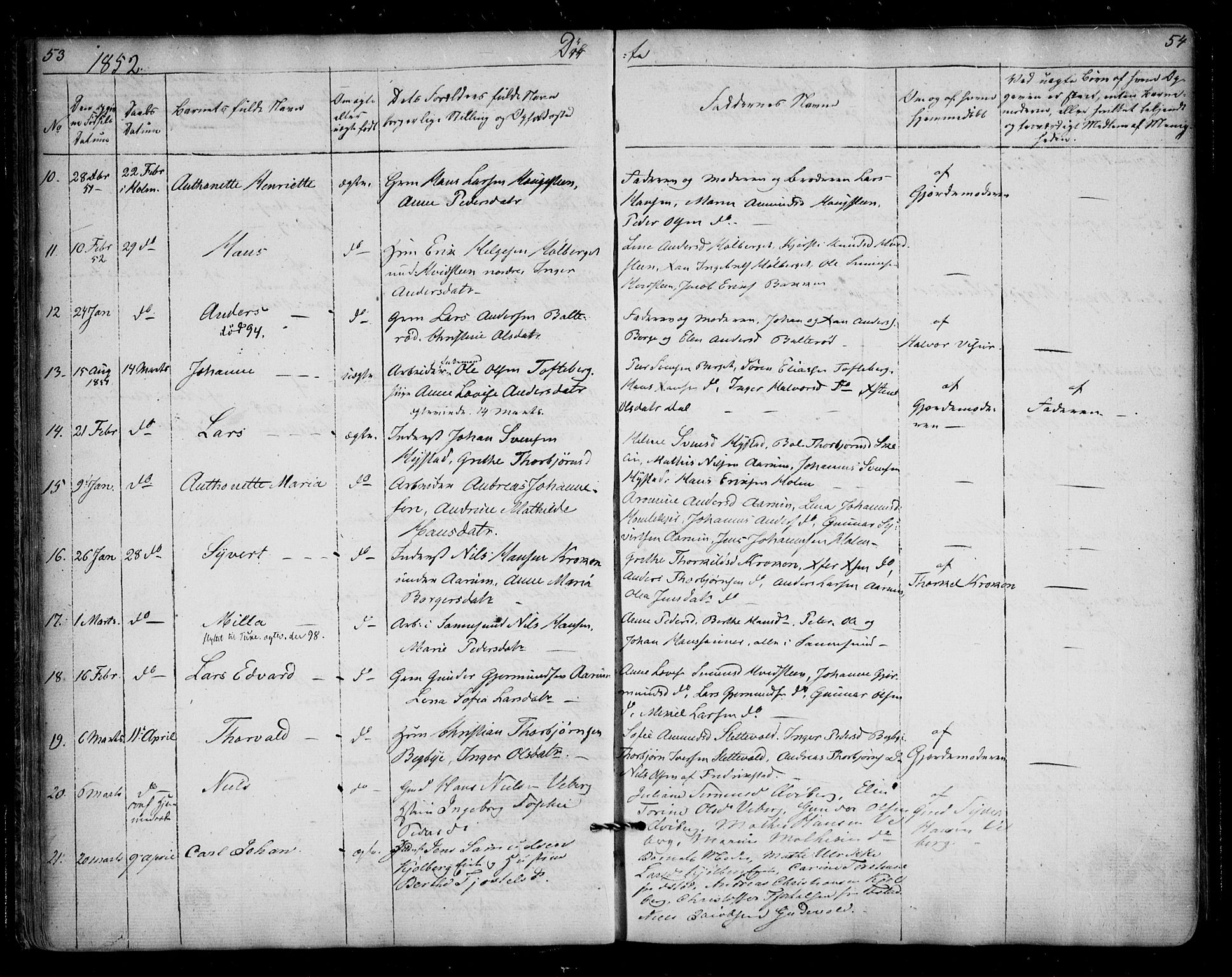 Borge prestekontor Kirkebøker, AV/SAO-A-10903/F/Fa/L0005: Parish register (official) no. I 5, 1848-1860, p. 53-54