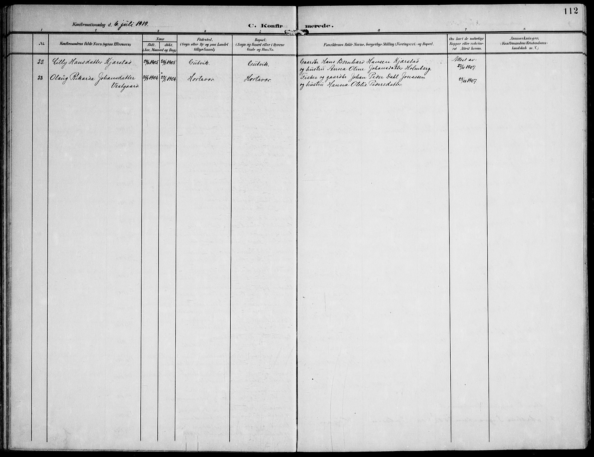 Ministerialprotokoller, klokkerbøker og fødselsregistre - Nord-Trøndelag, AV/SAT-A-1458/788/L0698: Parish register (official) no. 788A05, 1902-1921, p. 112