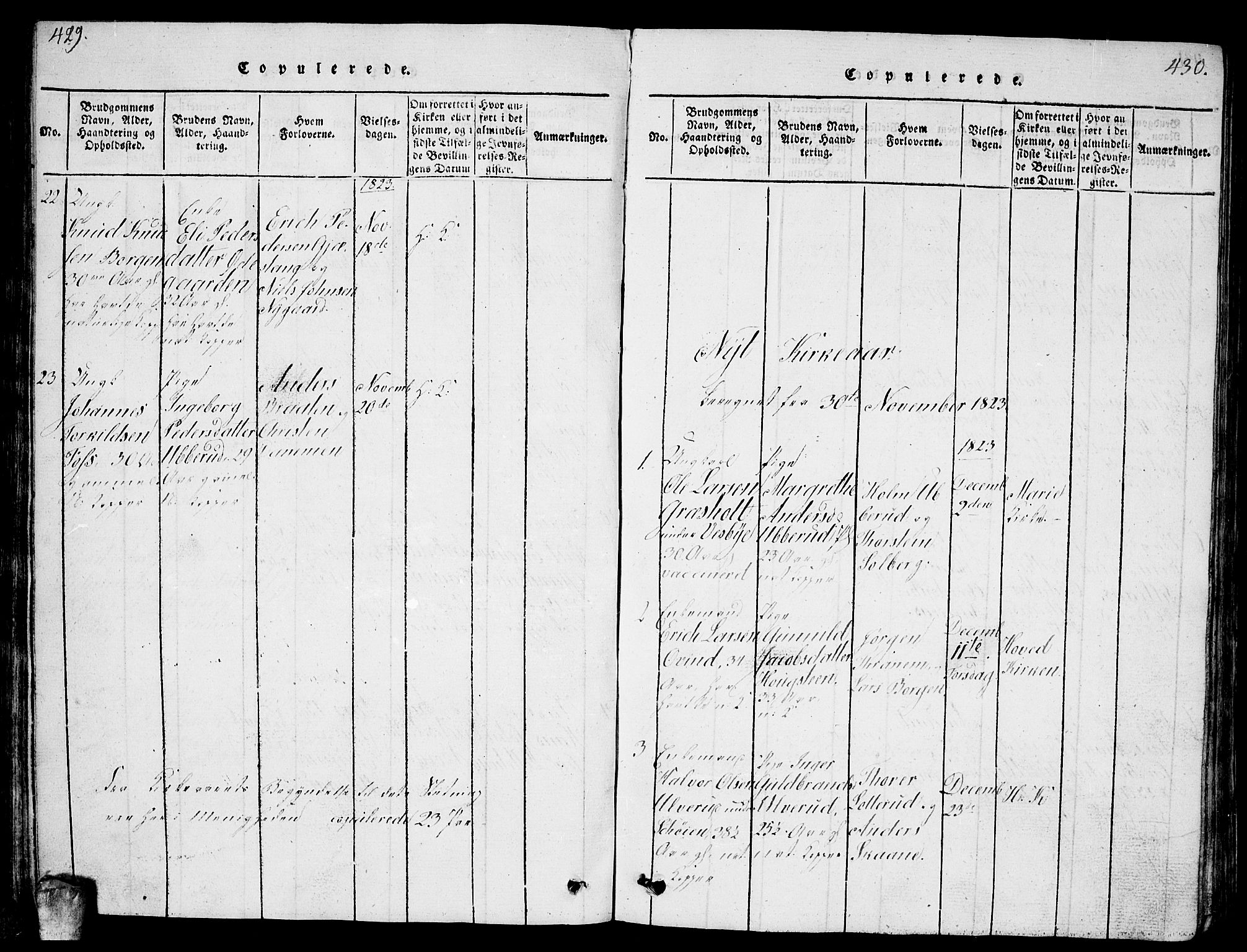 Enebakk prestekontor Kirkebøker, AV/SAO-A-10171c/G/Ga/L0001: Parish register (copy) no. I 1, 1815-1833, p. 429-430