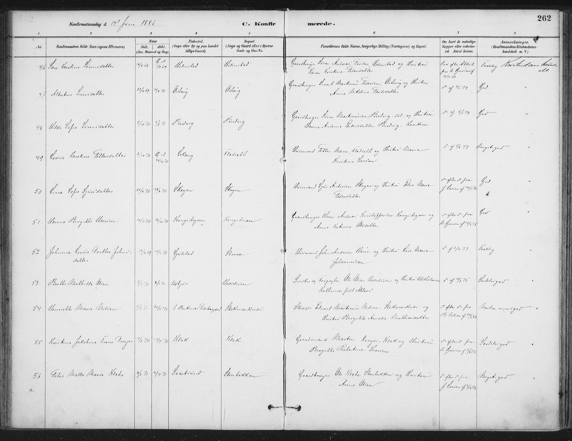 Ministerialprotokoller, klokkerbøker og fødselsregistre - Nordland, AV/SAT-A-1459/888/L1244: Parish register (official) no. 888A10, 1880-1890, p. 262