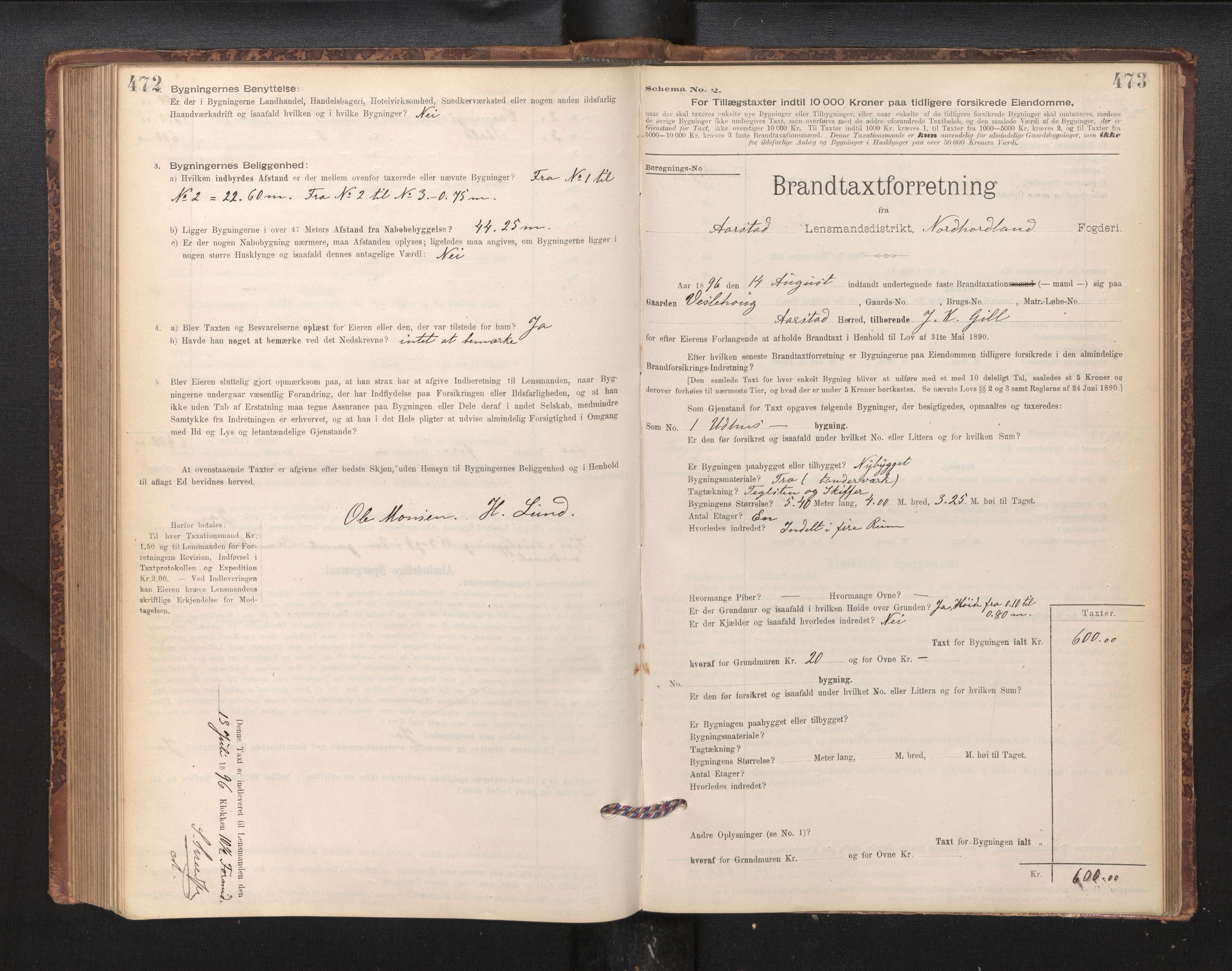 Lensmannen i Årstad, AV/SAB-A-36201/0012/L0011: Branntakstprotokoll,skjematakst, 1895-1901, p. 472-473