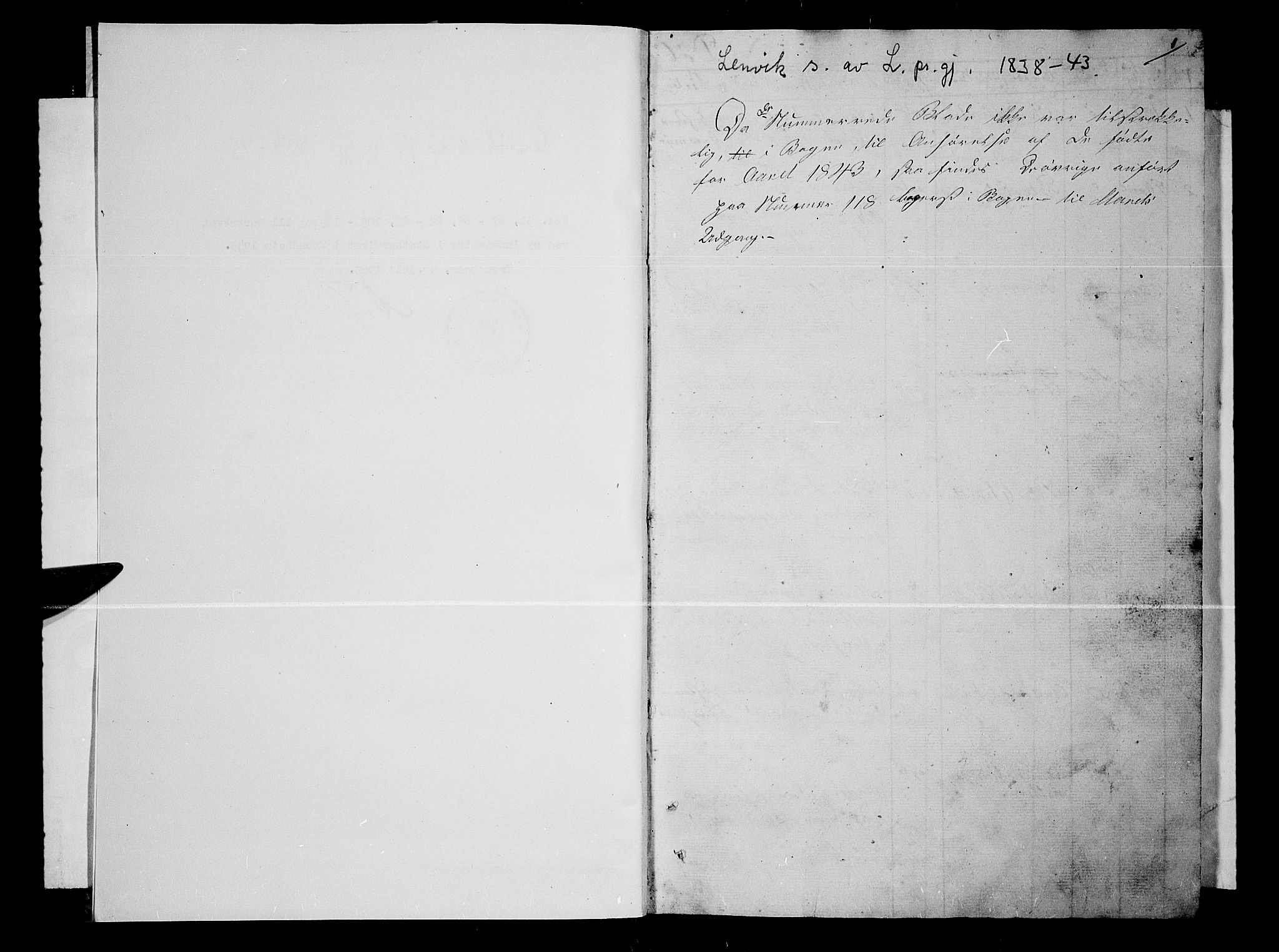 Lenvik sokneprestembete, AV/SATØ-S-1310/H/Ha/Hab/L0002klokker: Parish register (copy) no. 2, 1838-1843, p. 1