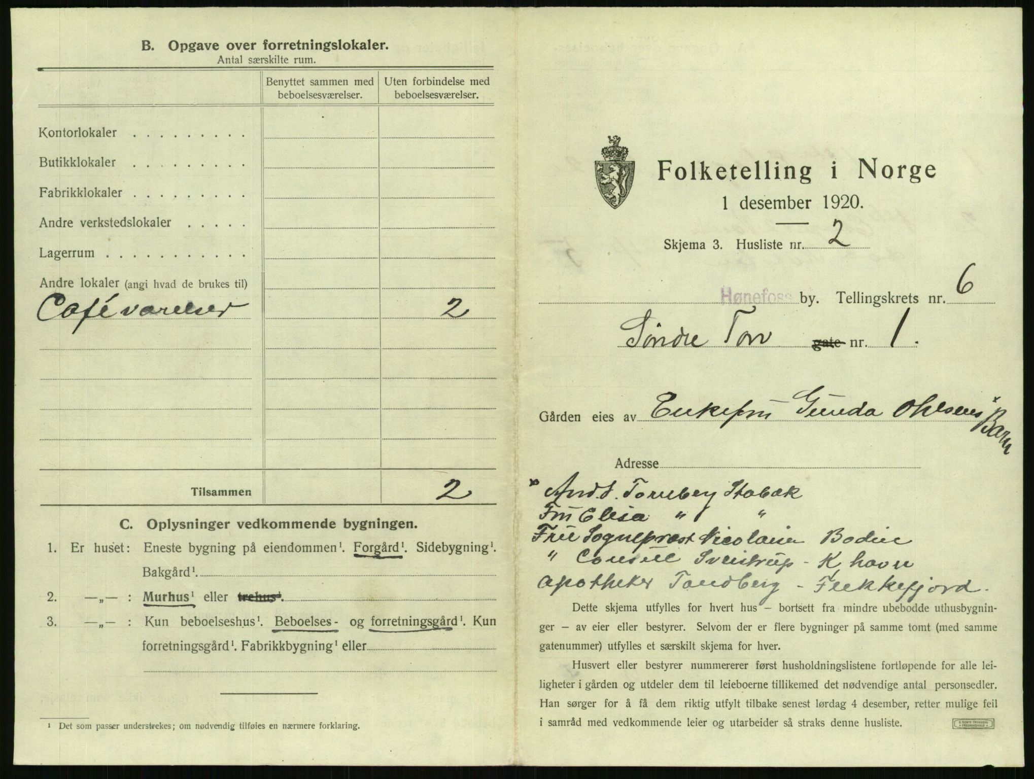 SAKO, 1920 census for Hønefoss, 1920, p. 566