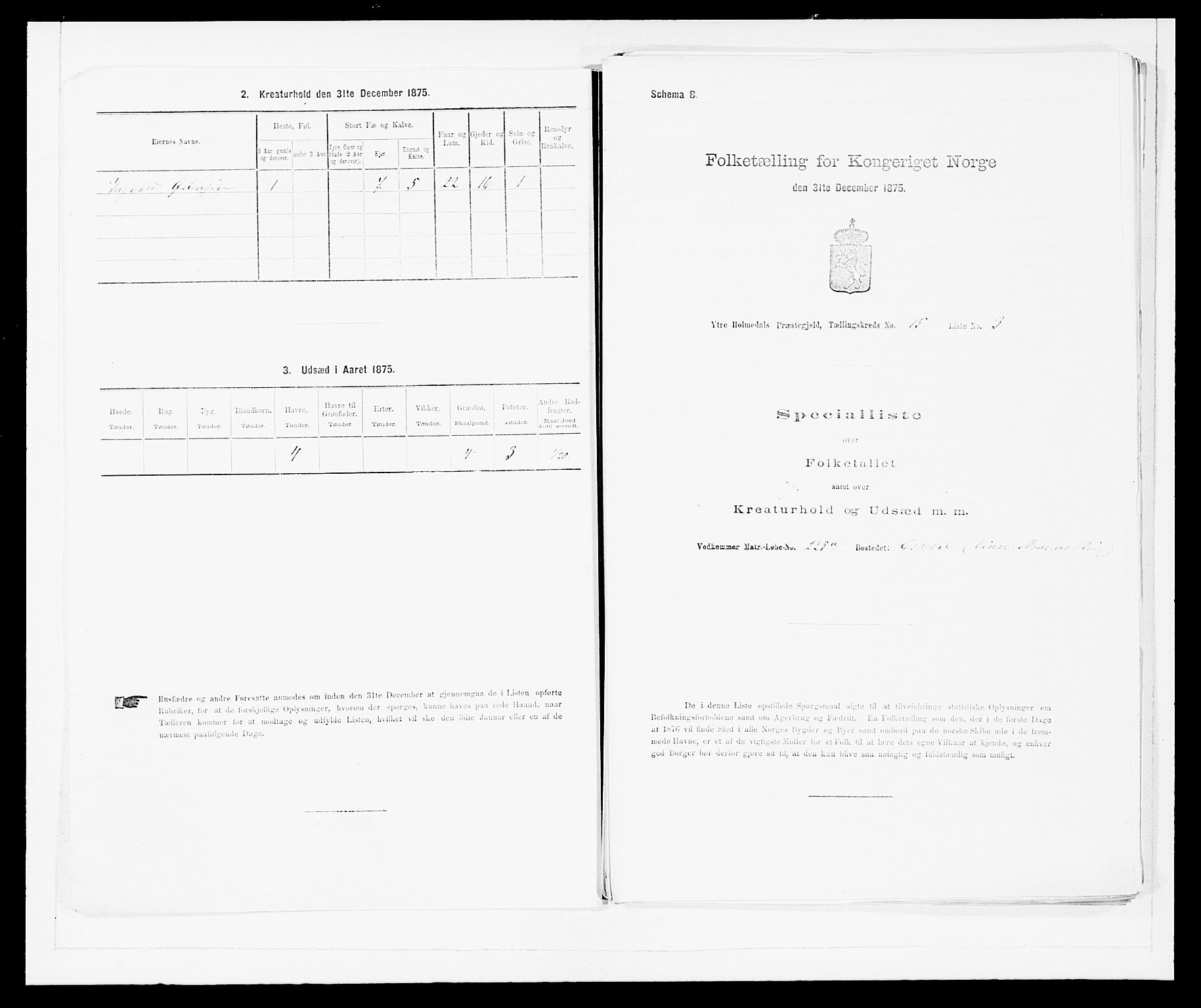 SAB, 1875 census for 1429P Ytre Holmedal, 1875, p. 1027