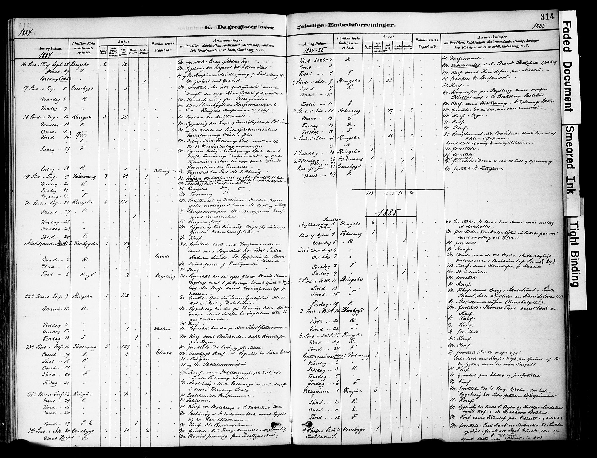 Ringebu prestekontor, SAH/PREST-082/H/Ha/Haa/L0008: Parish register (official) no. 8, 1878-1898, p. 314