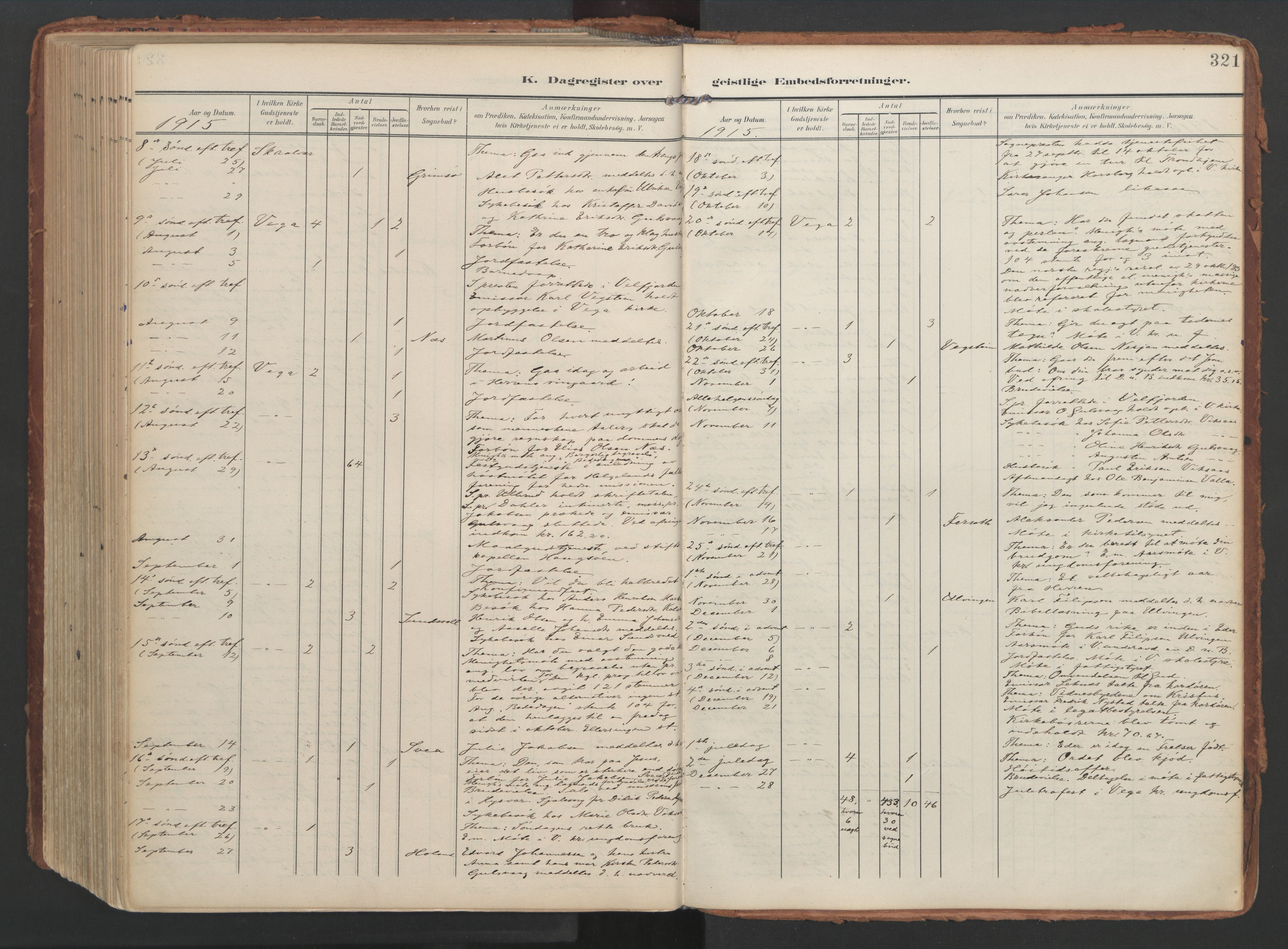 Ministerialprotokoller, klokkerbøker og fødselsregistre - Nordland, AV/SAT-A-1459/816/L0250: Parish register (official) no. 816A16, 1903-1923, p. 321