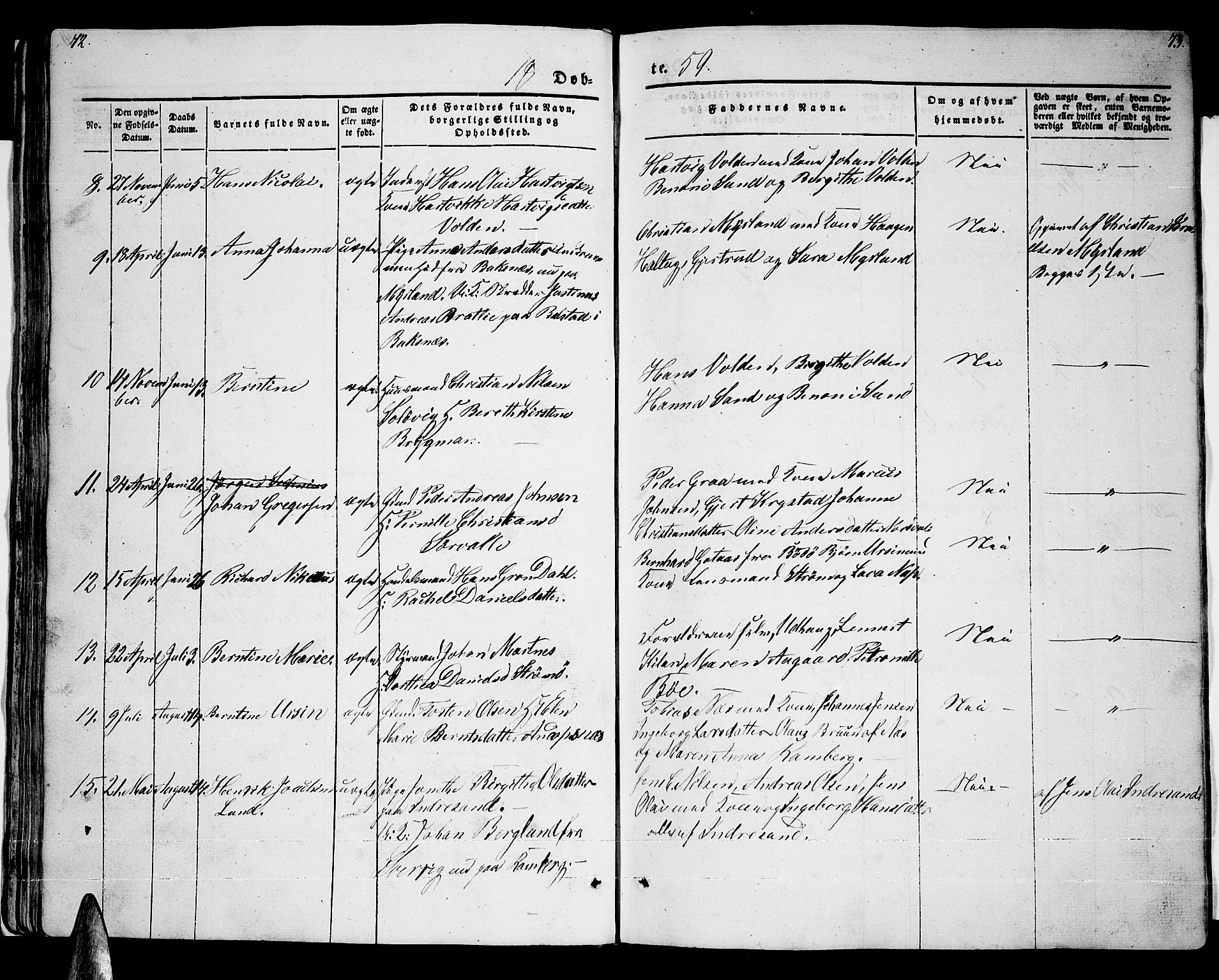 Ministerialprotokoller, klokkerbøker og fødselsregistre - Nordland, AV/SAT-A-1459/885/L1212: Parish register (copy) no. 885C01, 1847-1873, p. 72-73