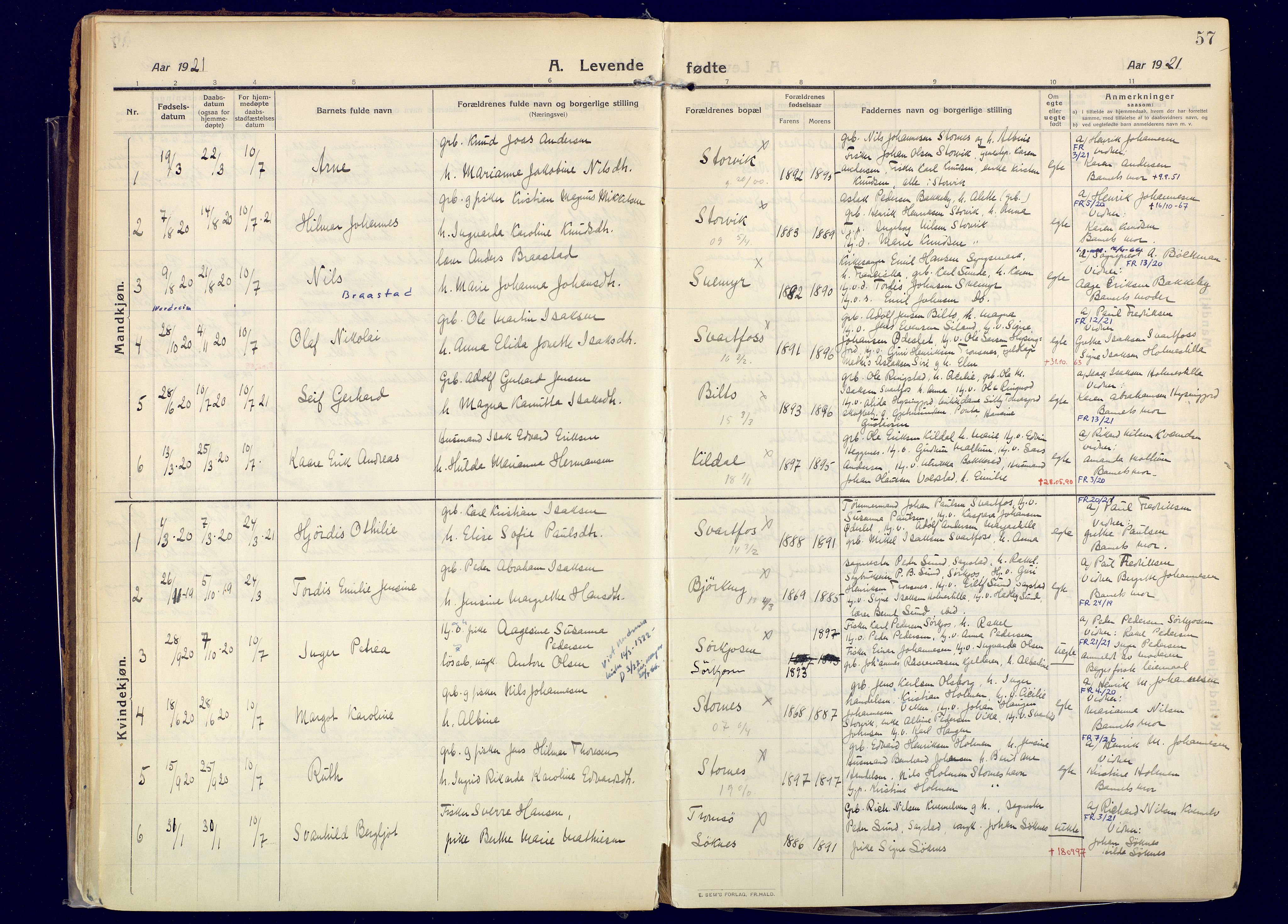 Skjervøy sokneprestkontor, SATØ/S-1300/H/Ha/Haa: Parish register (official) no. 20, 1911-1931, p. 57