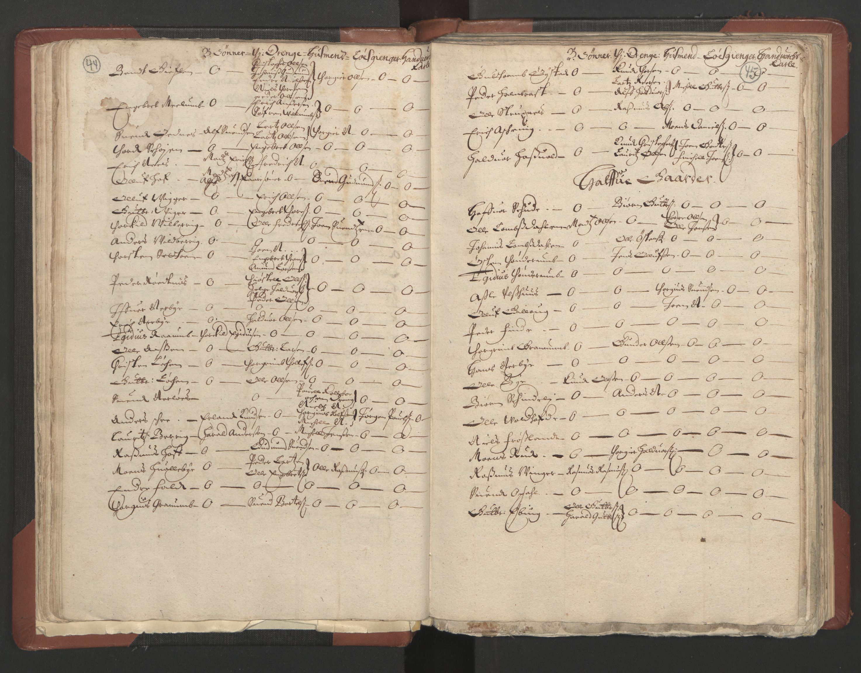 RA, Bailiff's Census 1664-1666, no. 4: Hadeland and Valdres fogderi and Gudbrandsdal fogderi, 1664, p. 44-45
