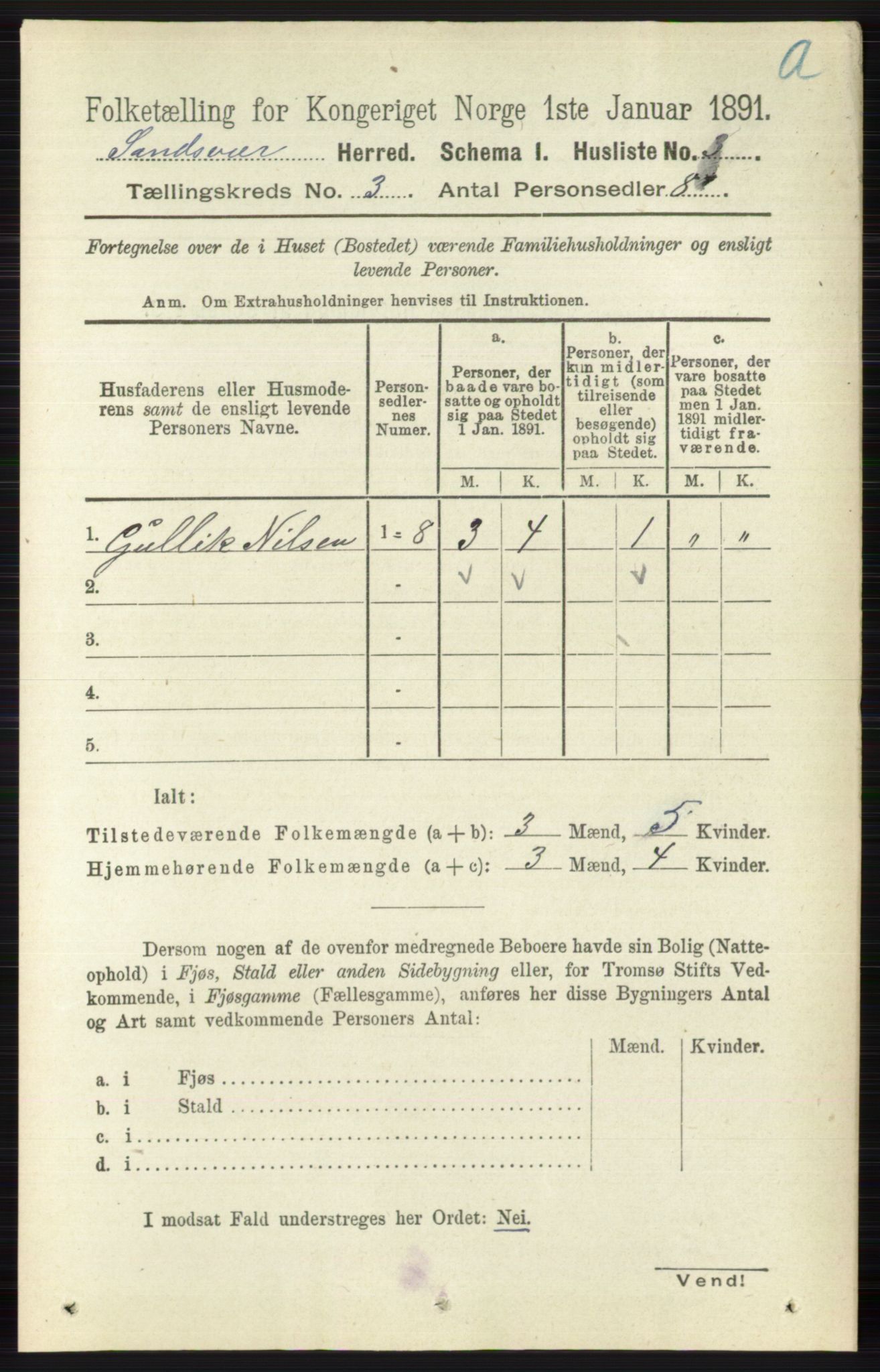 RA, 1891 census for 0629 Sandsvær, 1891, p. 1204